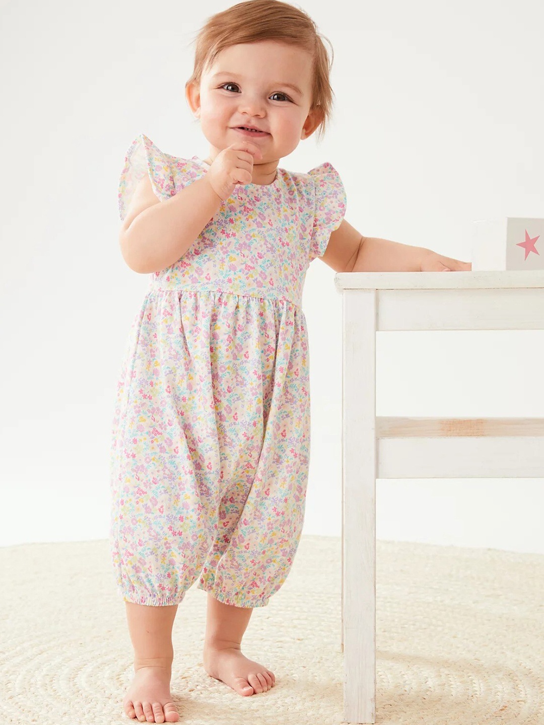 

Marks & Spencer Infants Girls Floral Printed Pure Cotton Rompers, White