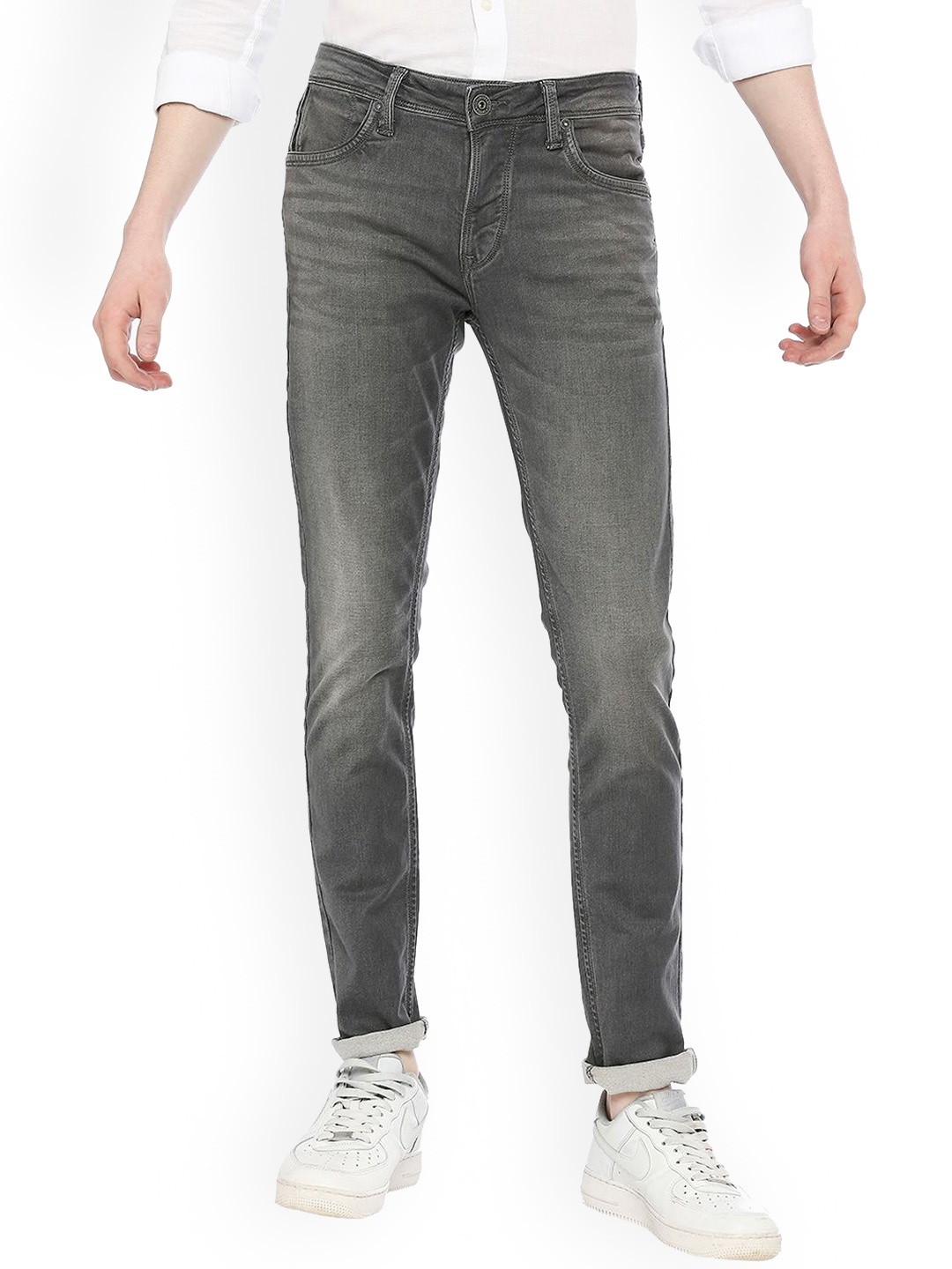 

Integriti Men Skinny Fit Clean Look Heavy Fade Crinkle Cotton Jeans, Grey