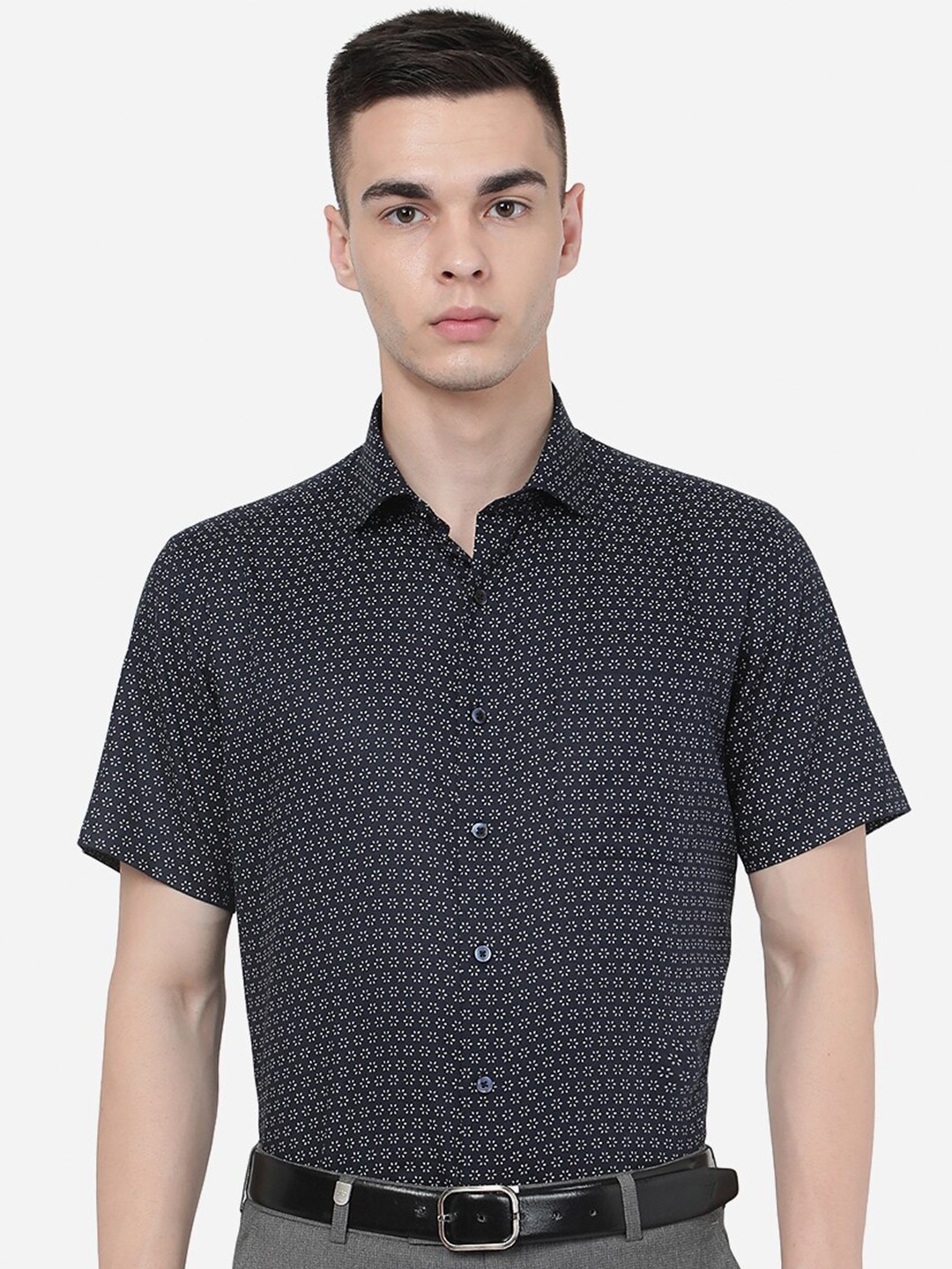 

Greenfibre Floral Printed Regular Fit Formal Shirt, Navy blue
