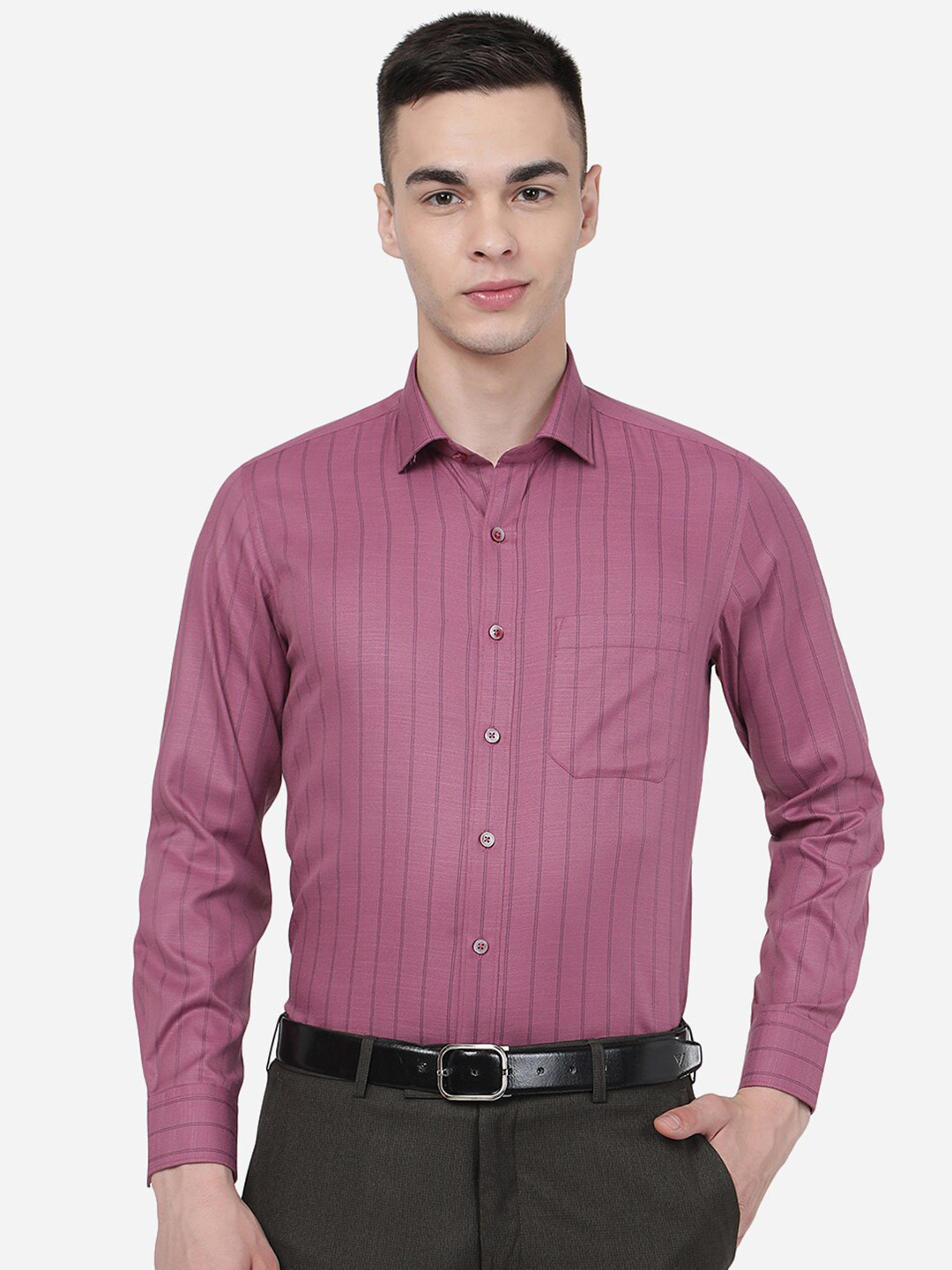 

Greenfibre Striped Slim Fit Formal Shirt, Purple