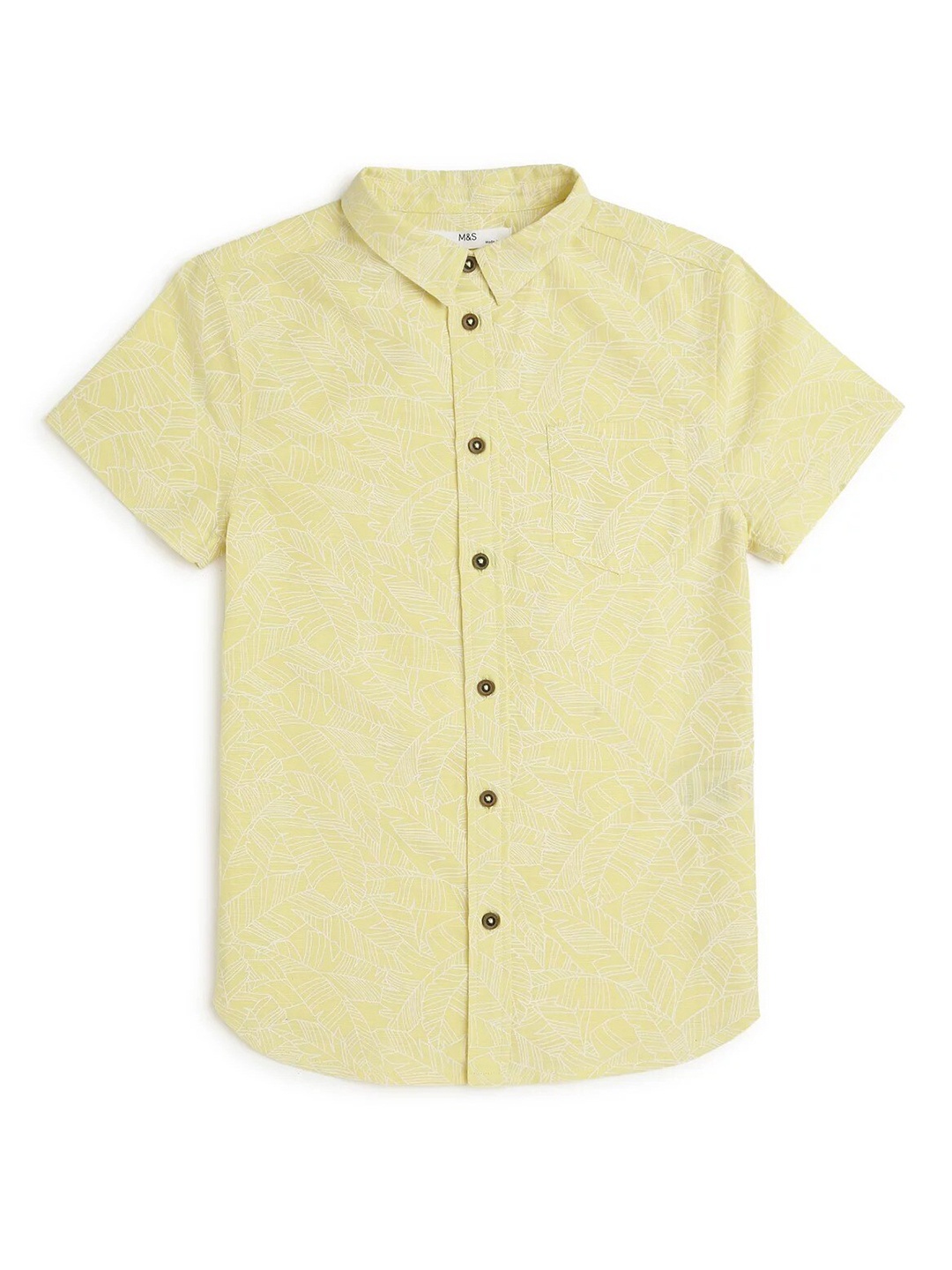 

Marks & Spencer Boys Tropical Printed Spread Collar Casual Shirt, Yellow