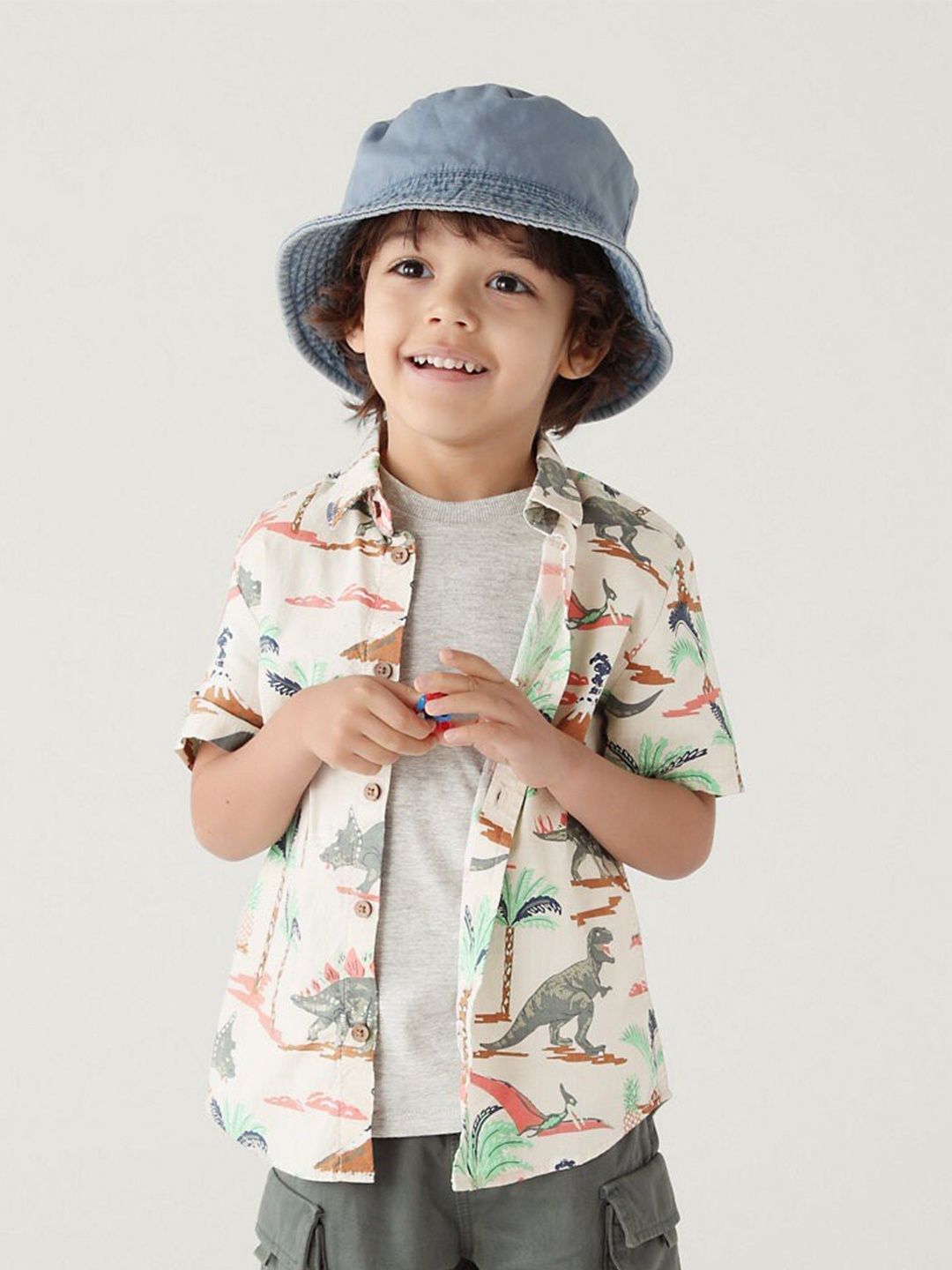

Marks & Spencer Boys Tropical Printed Pure Cotton Shirt With T-Shirt, Beige