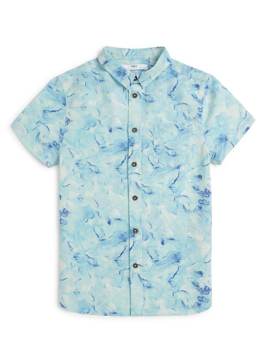 

Marks & Spencer Boys Abstract Printed Spread Collar Casual Shirt, Blue