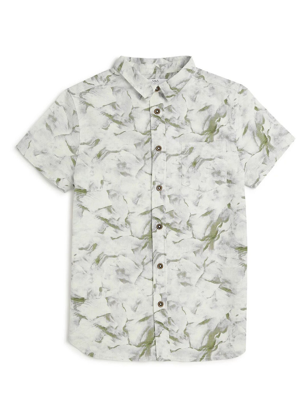 

Marks & Spencer Boys Abstract Printed Spread Collar Casual Shirt, Green