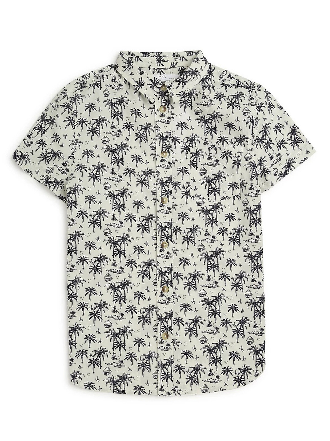 

Marks & Spencer Boys White Floral Opaque Printed Pure Cotton Casual Shirt