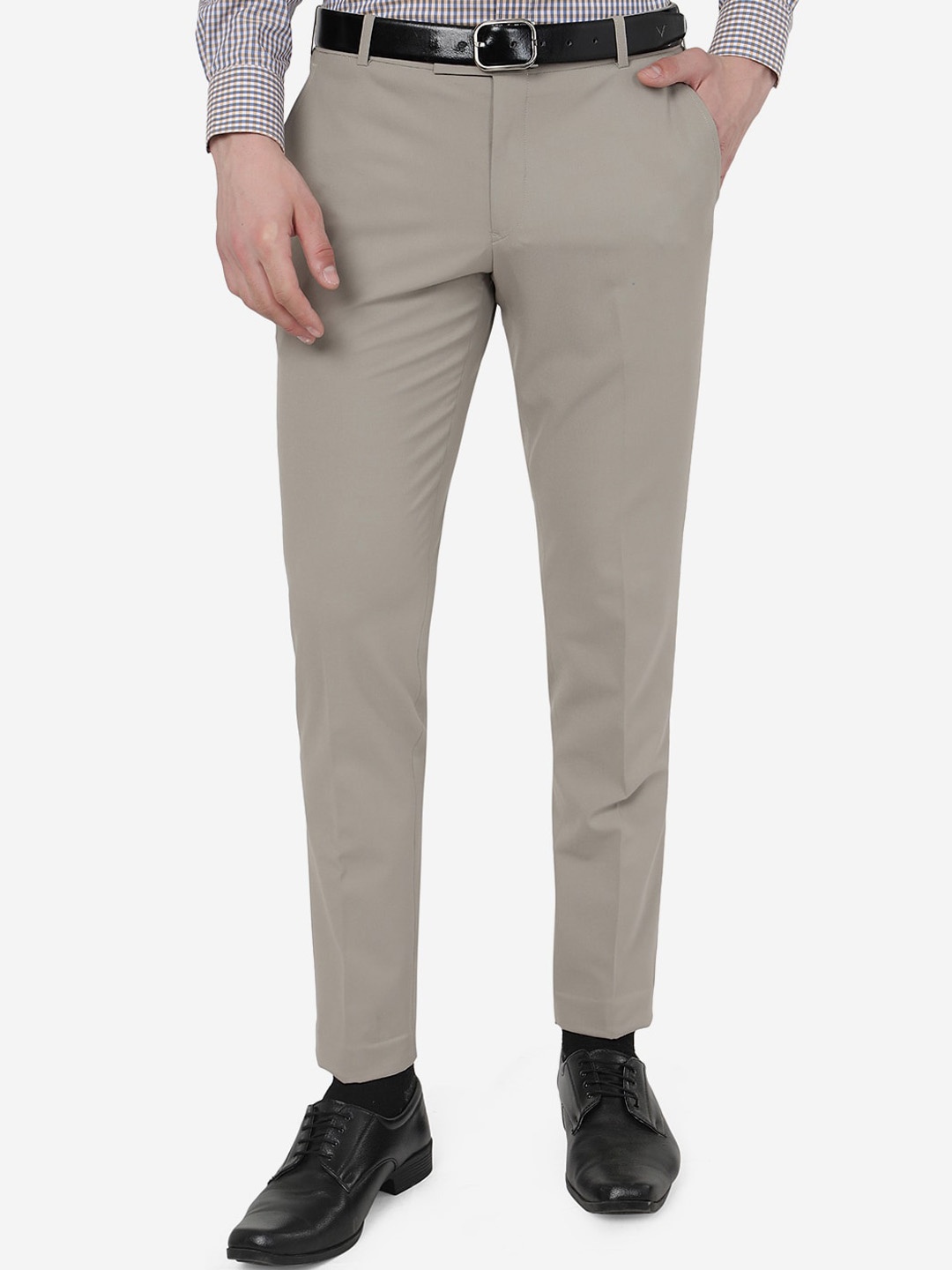 

JADE BLUE Men Mid-Rise Slim Fit Formal Trousers, Grey