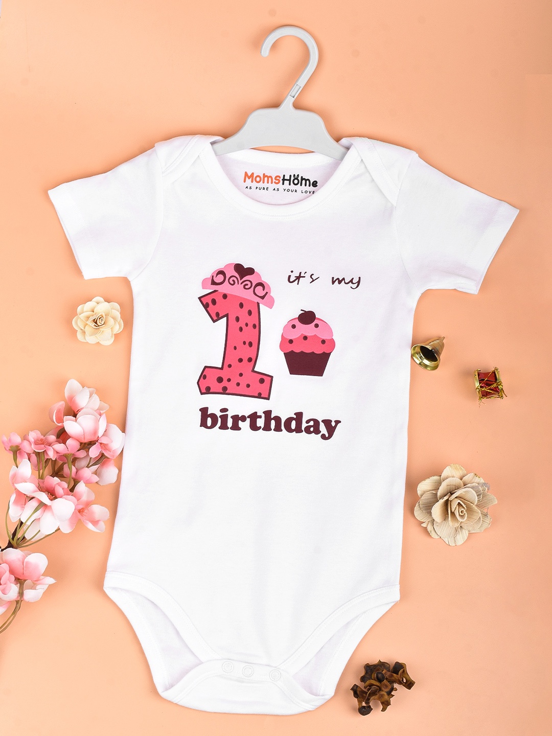

Moms Home Infant Printed Organic Cotton Bodysuit, White