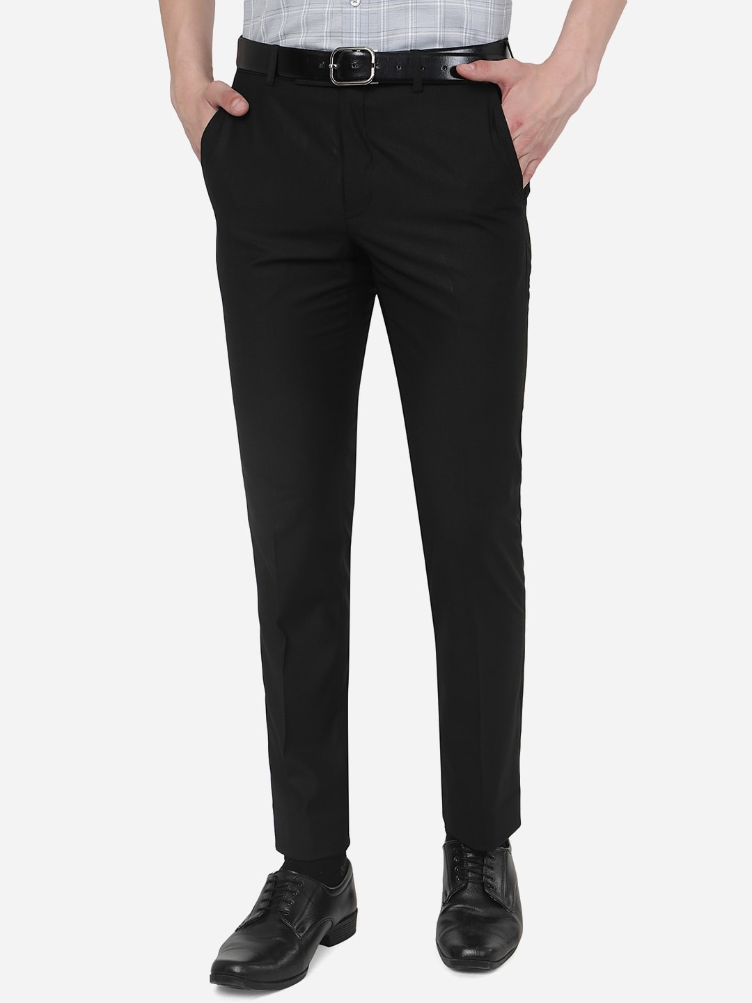 

METAL Men Mid Rise Slim Fit Formal Trousers, Black