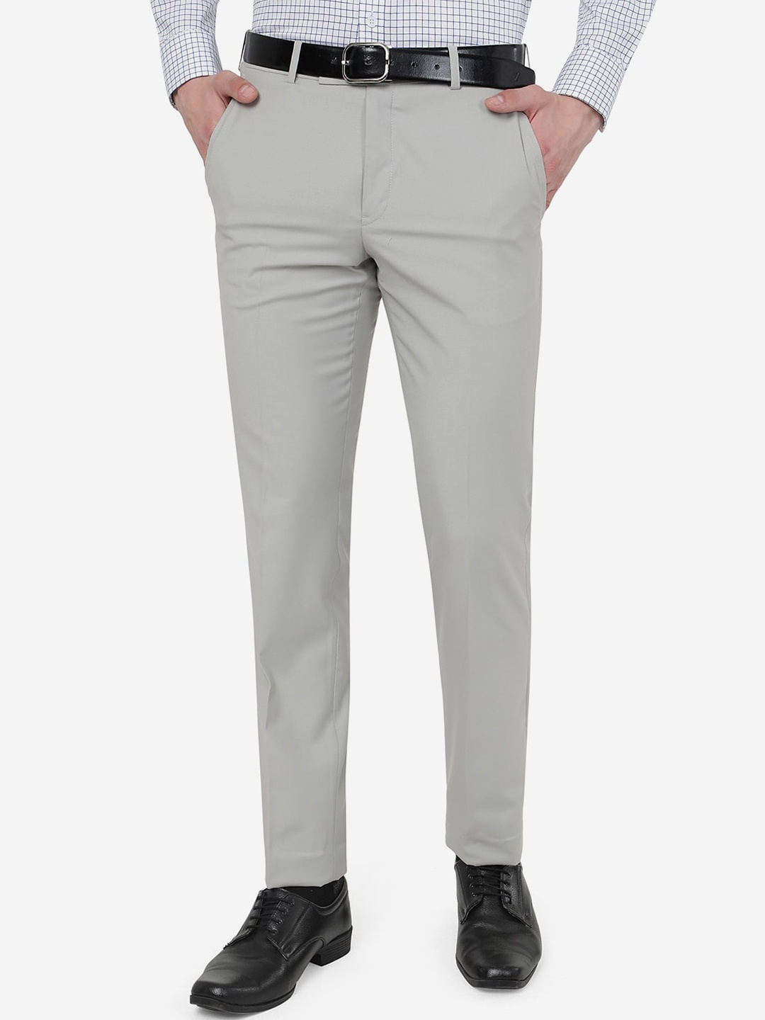 

METAL Men Mid-Rise Slim Fit Formal Trousers, Grey