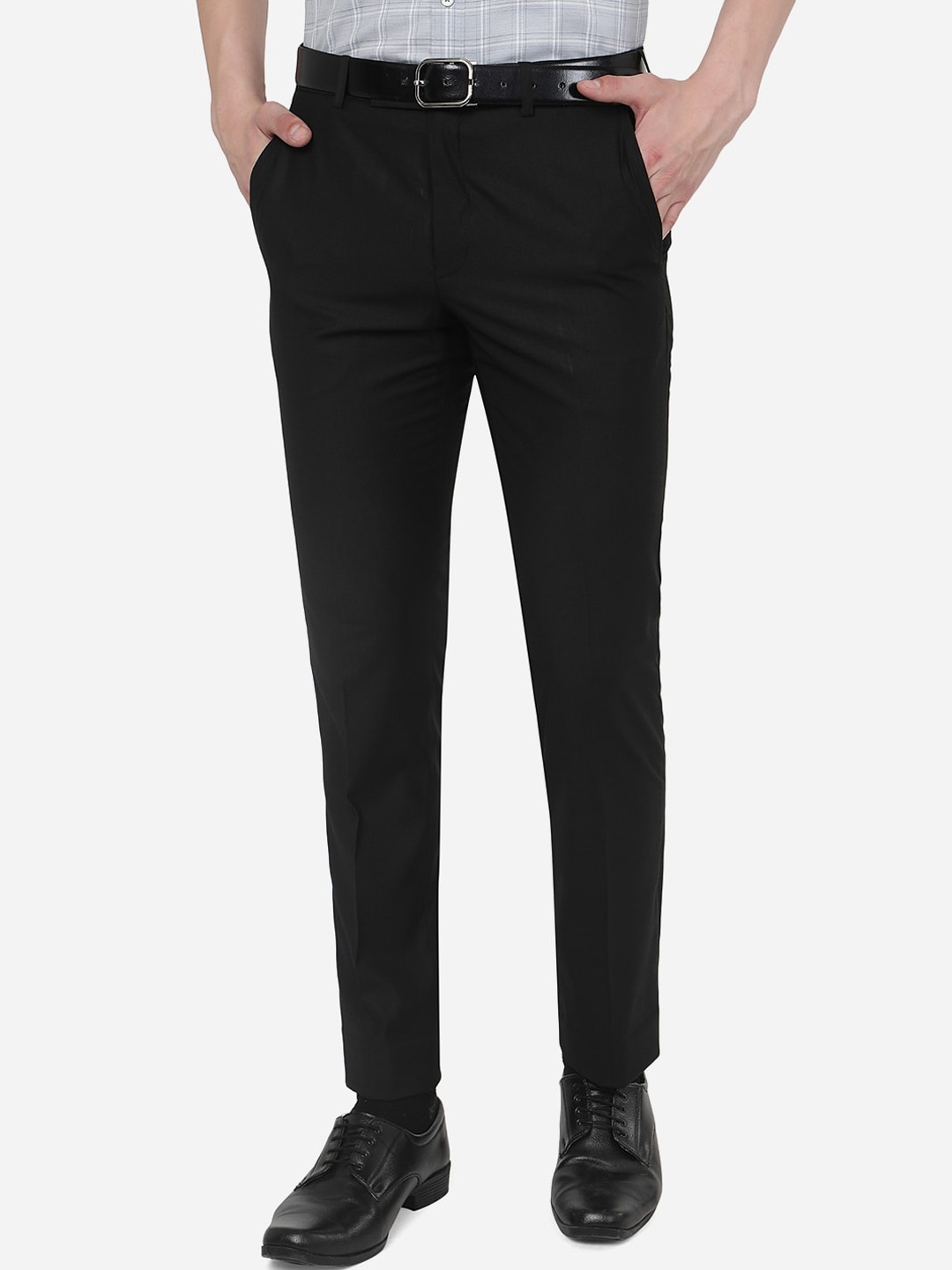 

METAL Men Mid Rise Slim Fit Formal Trousers, Black