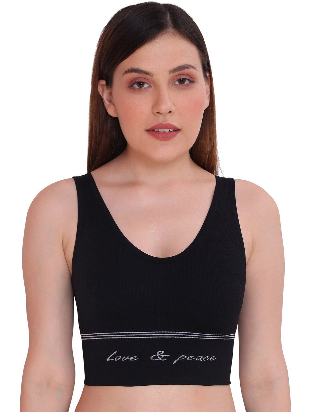 

PLUMBURY Full Coverage Lightly Padded Seamless Rapid Dry Sports Bra, Black