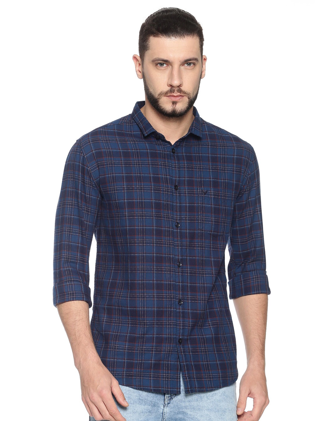 

SHOWOFF Comfort Tartan Checked Cotton Casual Shirt, Blue