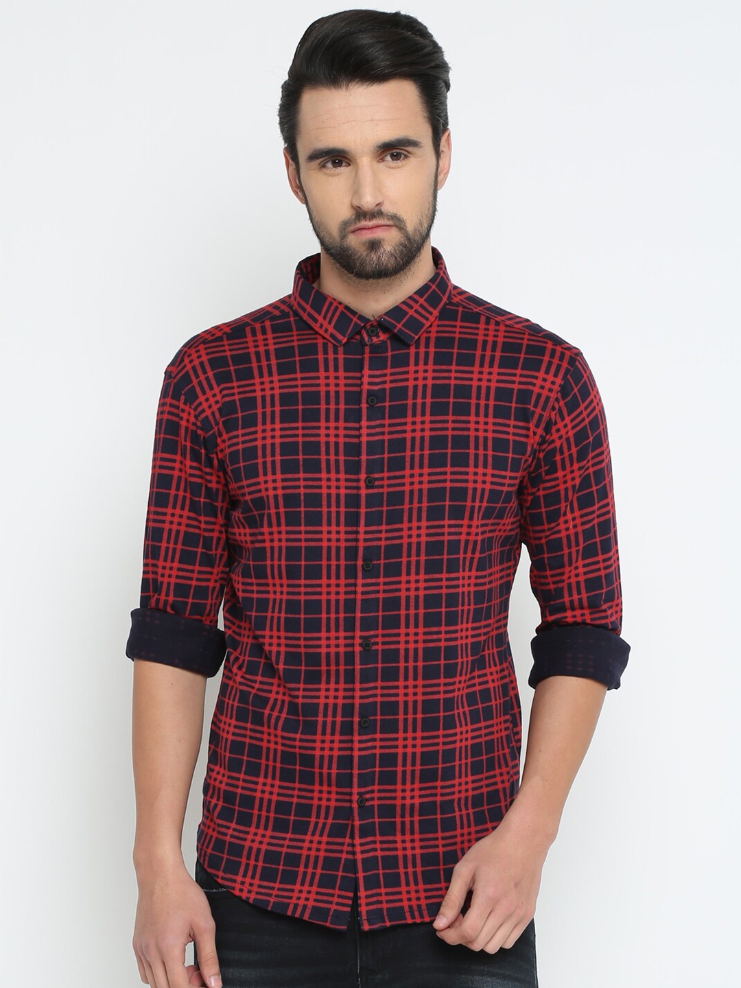 

SHOWOFF Comfort Tartan Checked Casual Shirt, Red