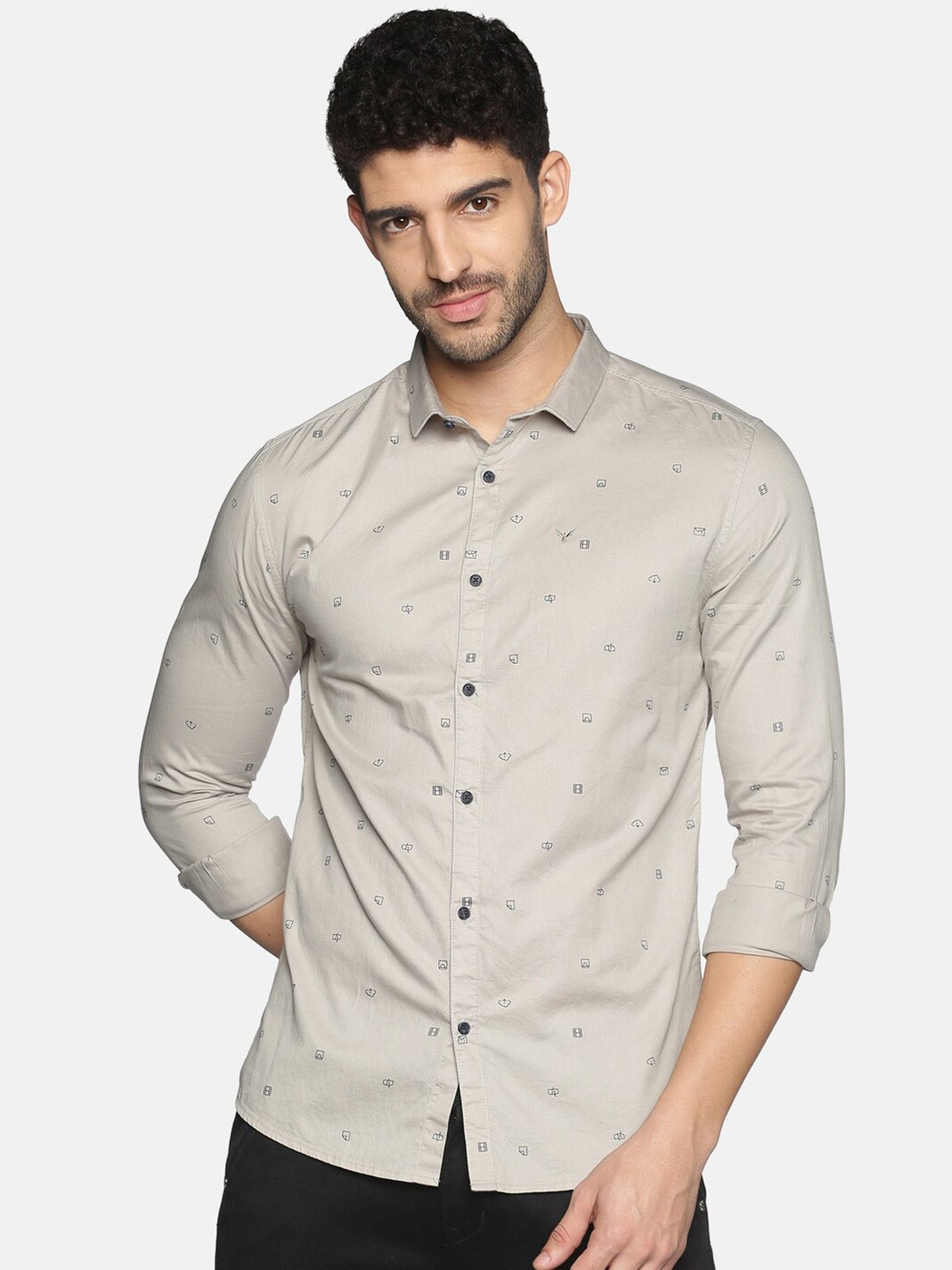 

SHOWOFF Micro Ditsy Printed Comfort Fit Cotton Casual Shirt, Beige