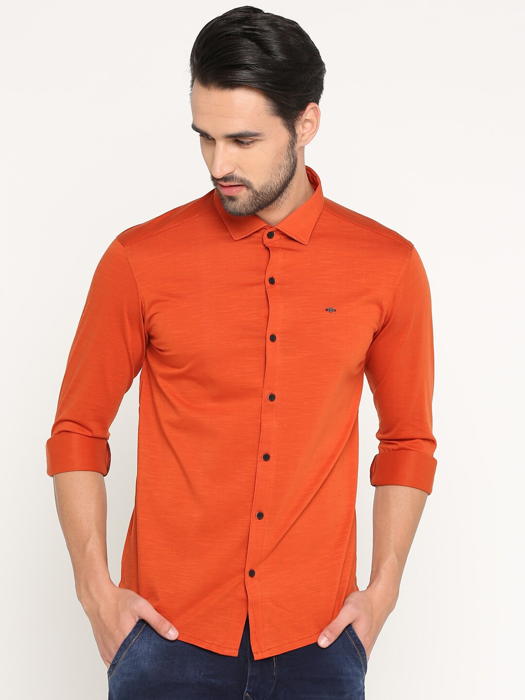 

SHOWOFF Spread Collar Comfort Fit Cotton Casual Shirt, Orange