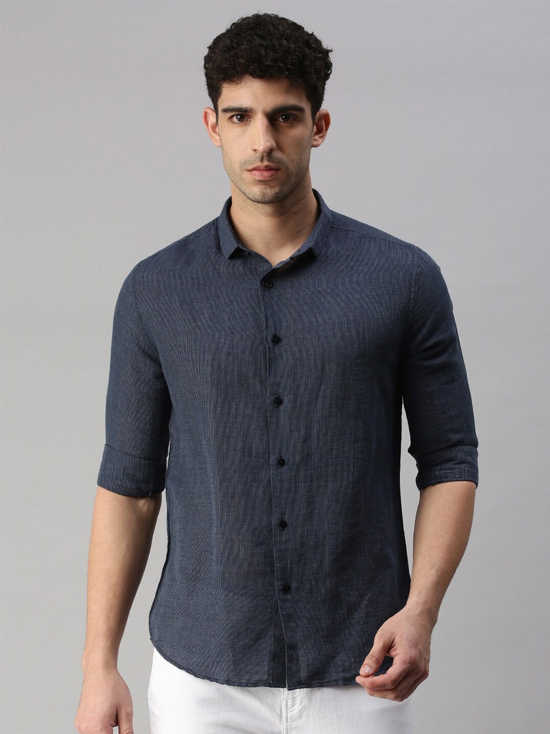 

SHOWOFF Striped Comfort Fit Seersucker Cotton Casual Shirt, Blue