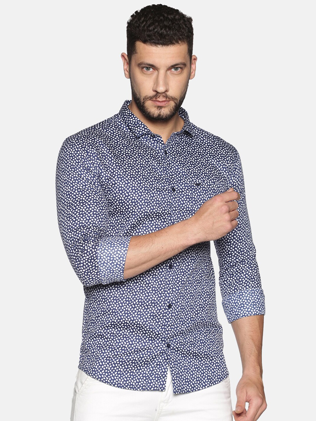 

SHOWOFF Comfort Fit Abstract Printed Cotton Casual Shirt, Blue