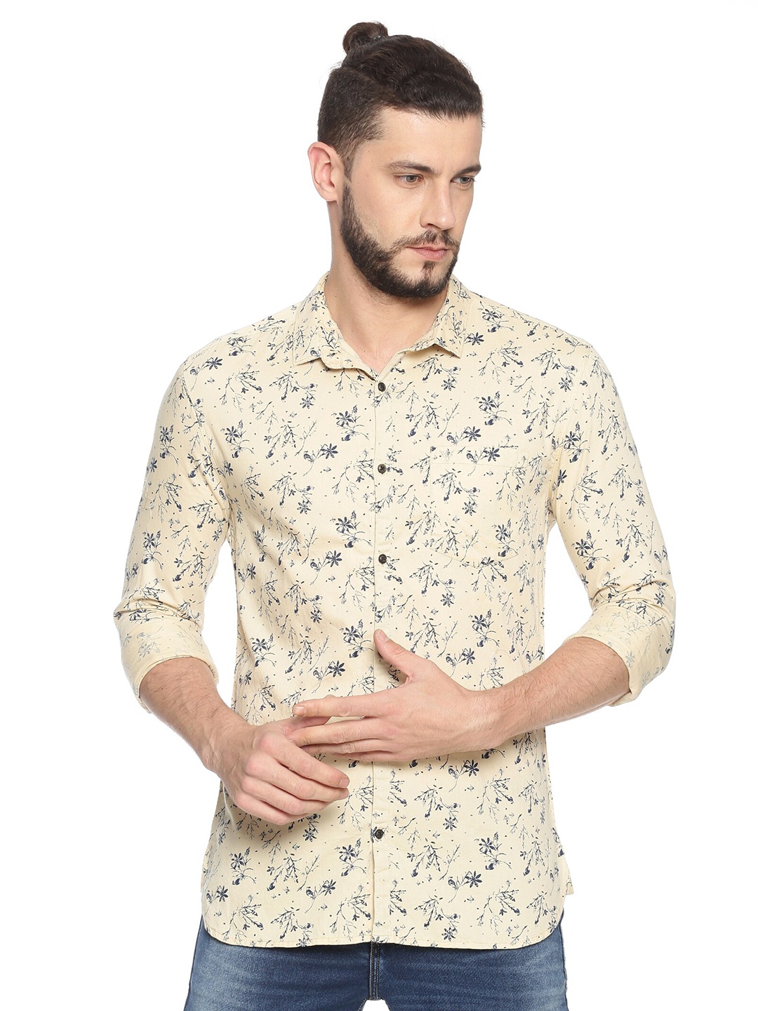 

SHOWOFF Comfort Fit Floral Printed Cotton Casual Shirt, Beige