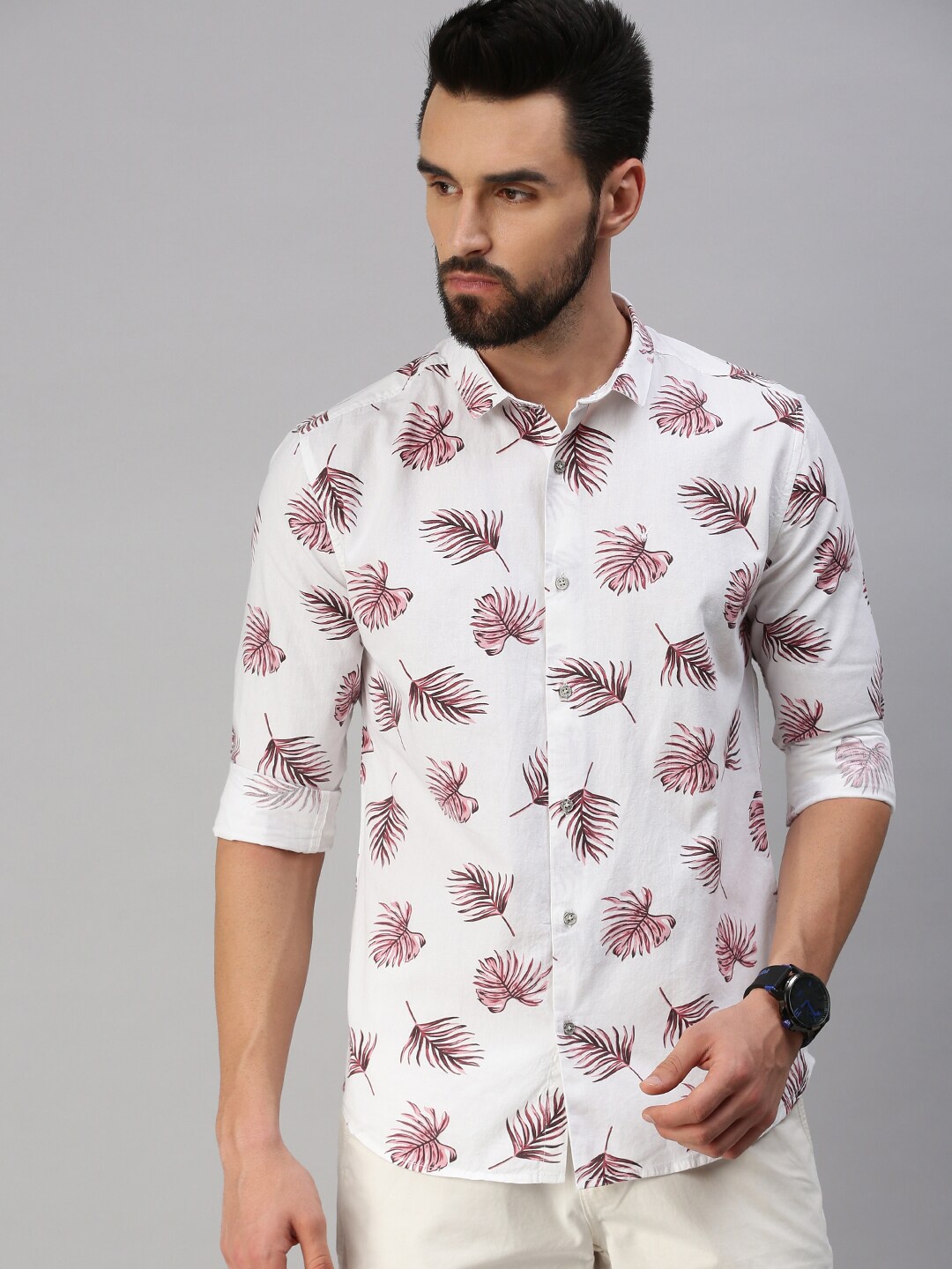

SHOWOFF Comfort Floral Printed Casual Shirt, White