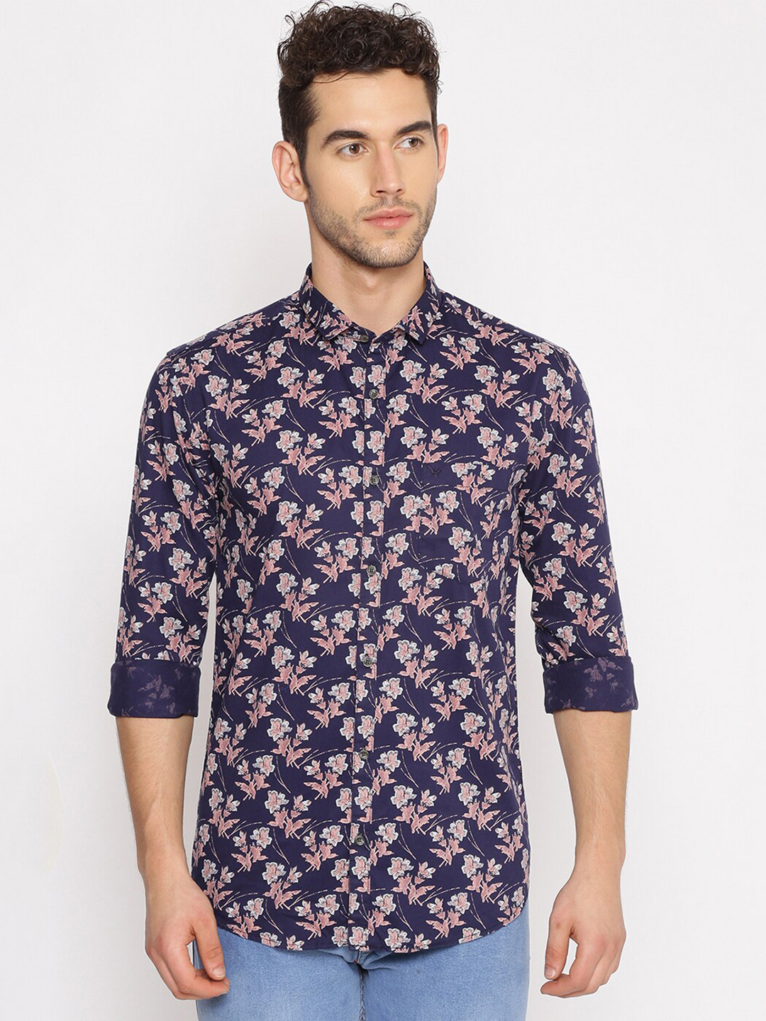 

SHOWOFF Comfort Fit Floral Printed Cotton Casual Shirt, Blue