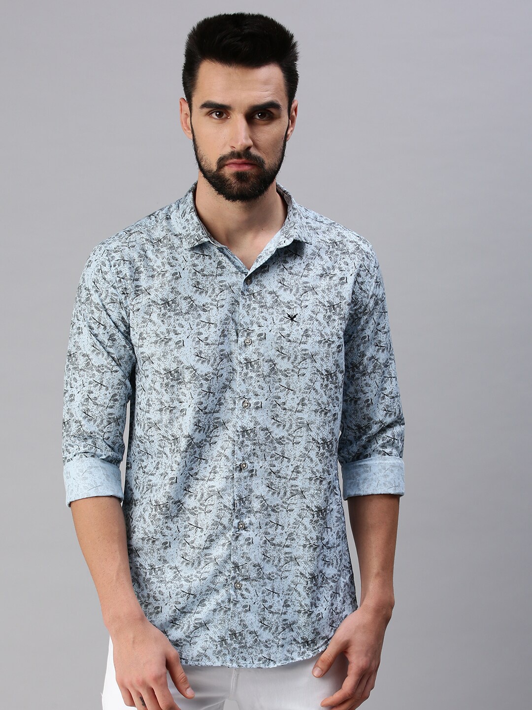 

SHOWOFF Comfort Fit Floral Printed Cotton Casual Shirt, Blue