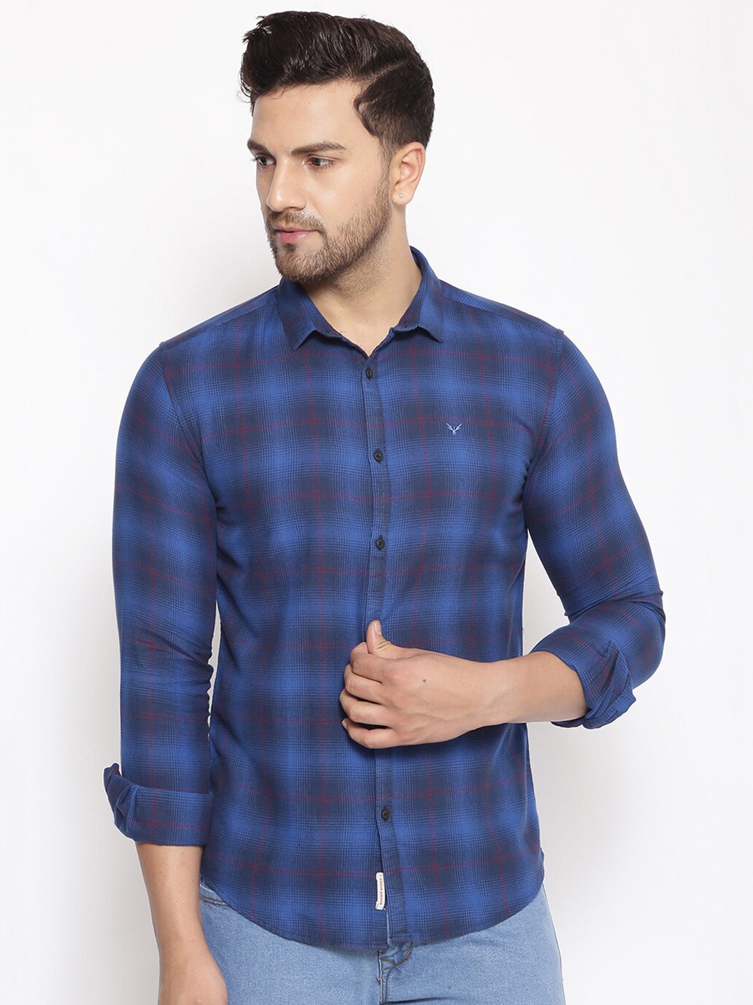 

SHOWOFF Comfort Fit Buffalo Checks Cotton Casual Shirt, Blue