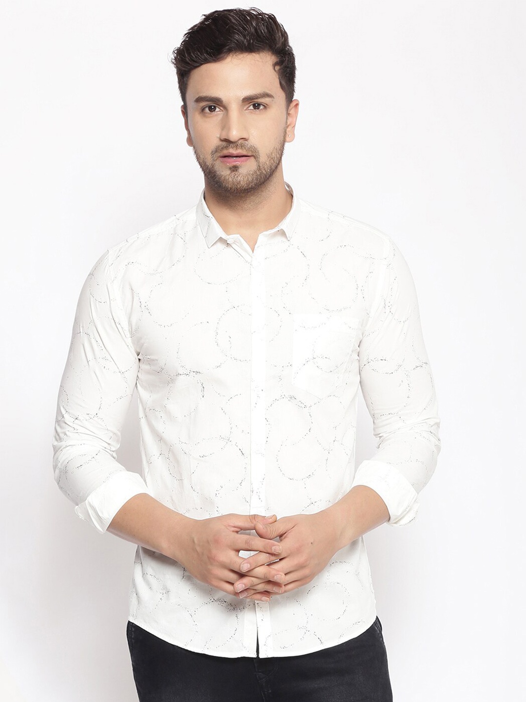 

SHOWOFF Comfort Fit Geometric Printed Shirt, White