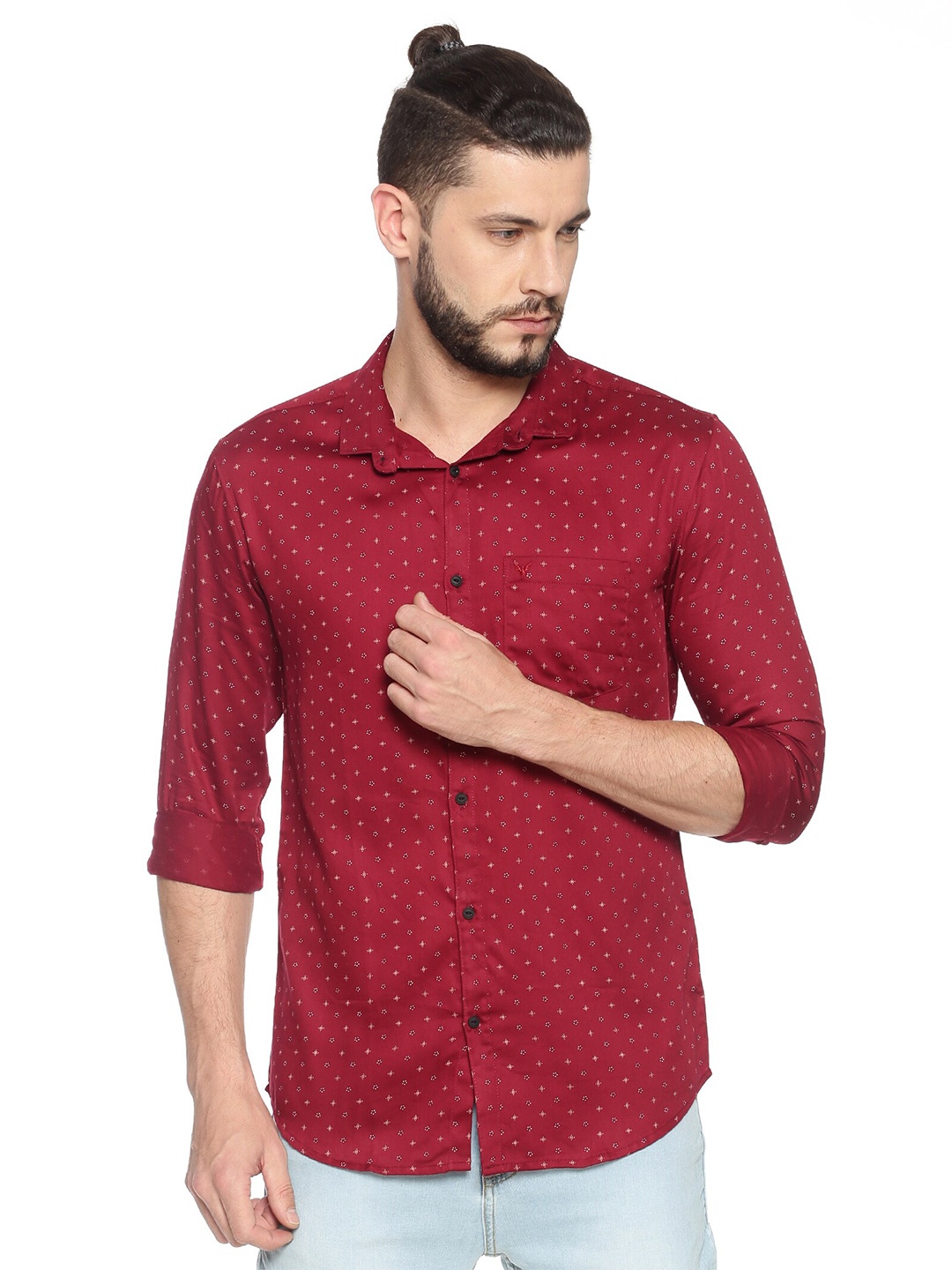 

SHOWOFF Comfort Fit Micro Ditsy Printed Cotton Casual Shirt, Red