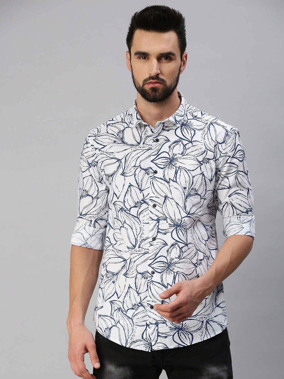 

SHOWOFF Comfort Floral Printed Casual Shirt, White