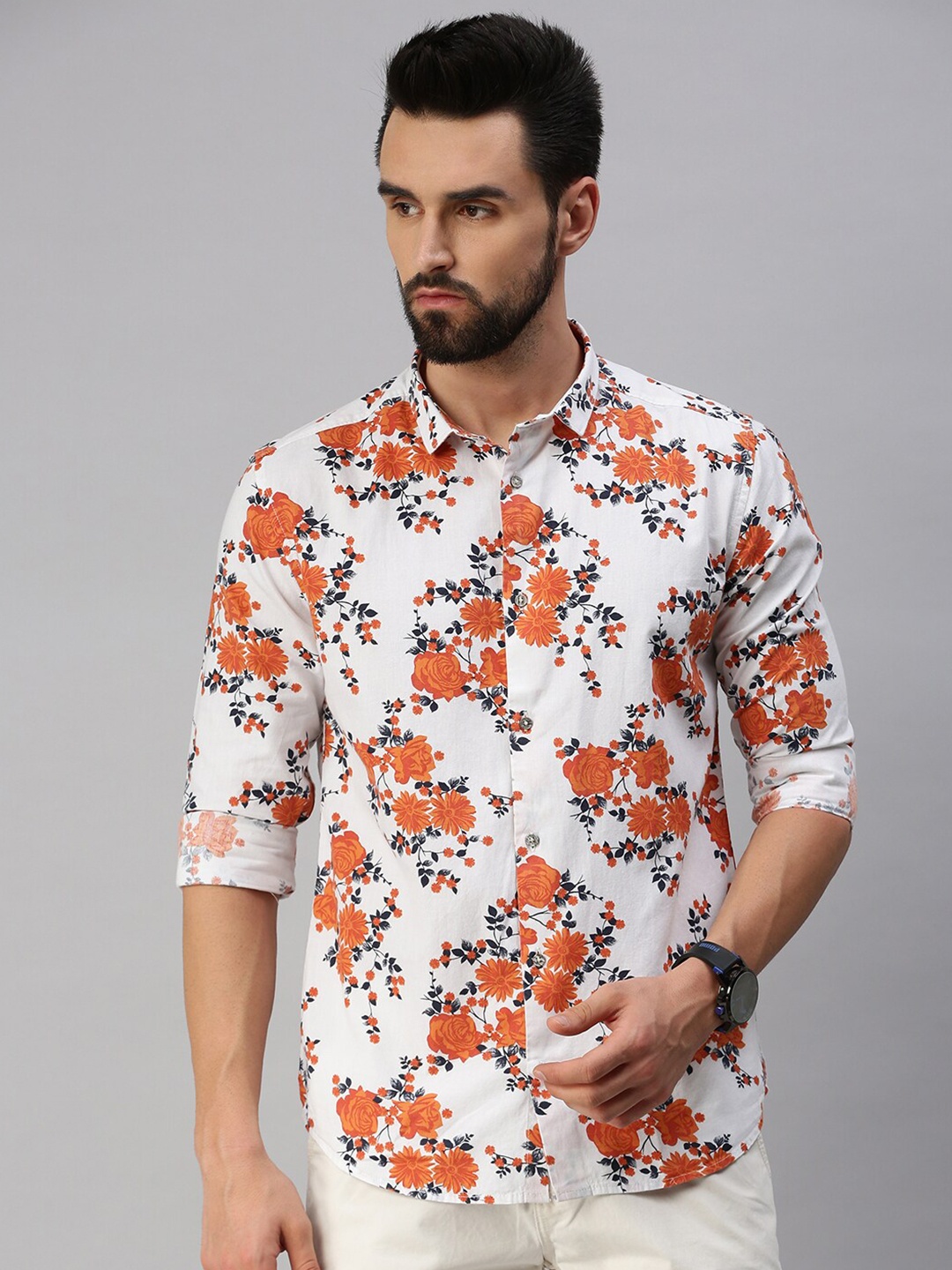 

SHOWOFF Comfort Floral Printed Casual Shirt, White