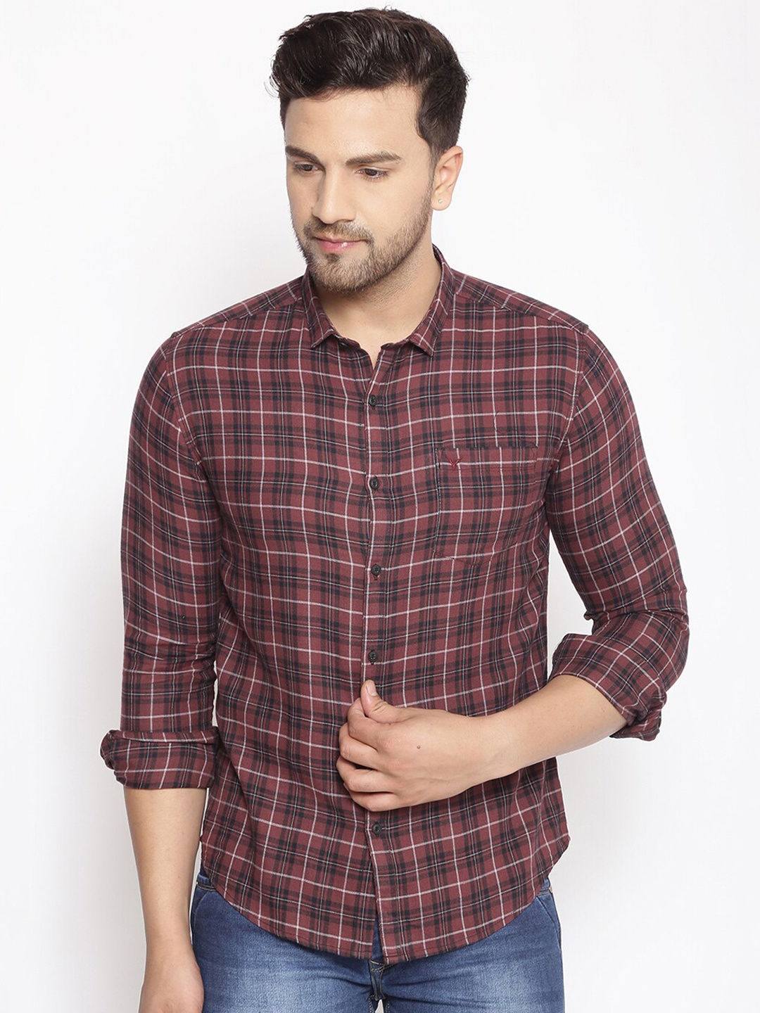 

SHOWOFF Tartan Checked Casual Shirt, Brown