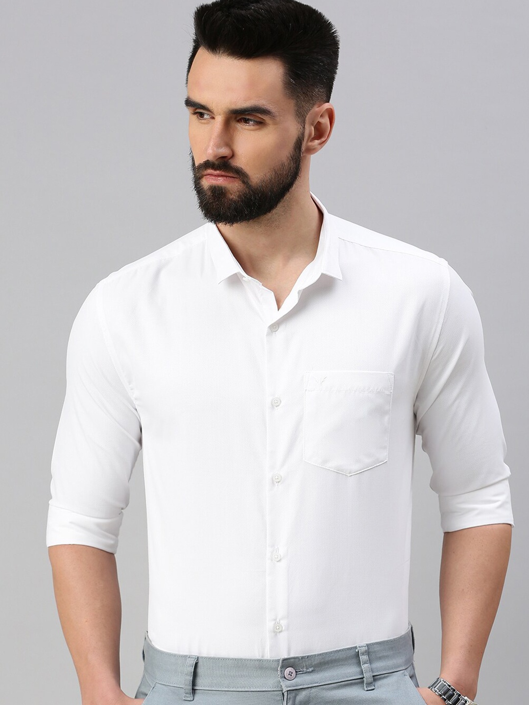 

SHOWOFF Spread Collar Comfort Opaque Casual Shirt, White