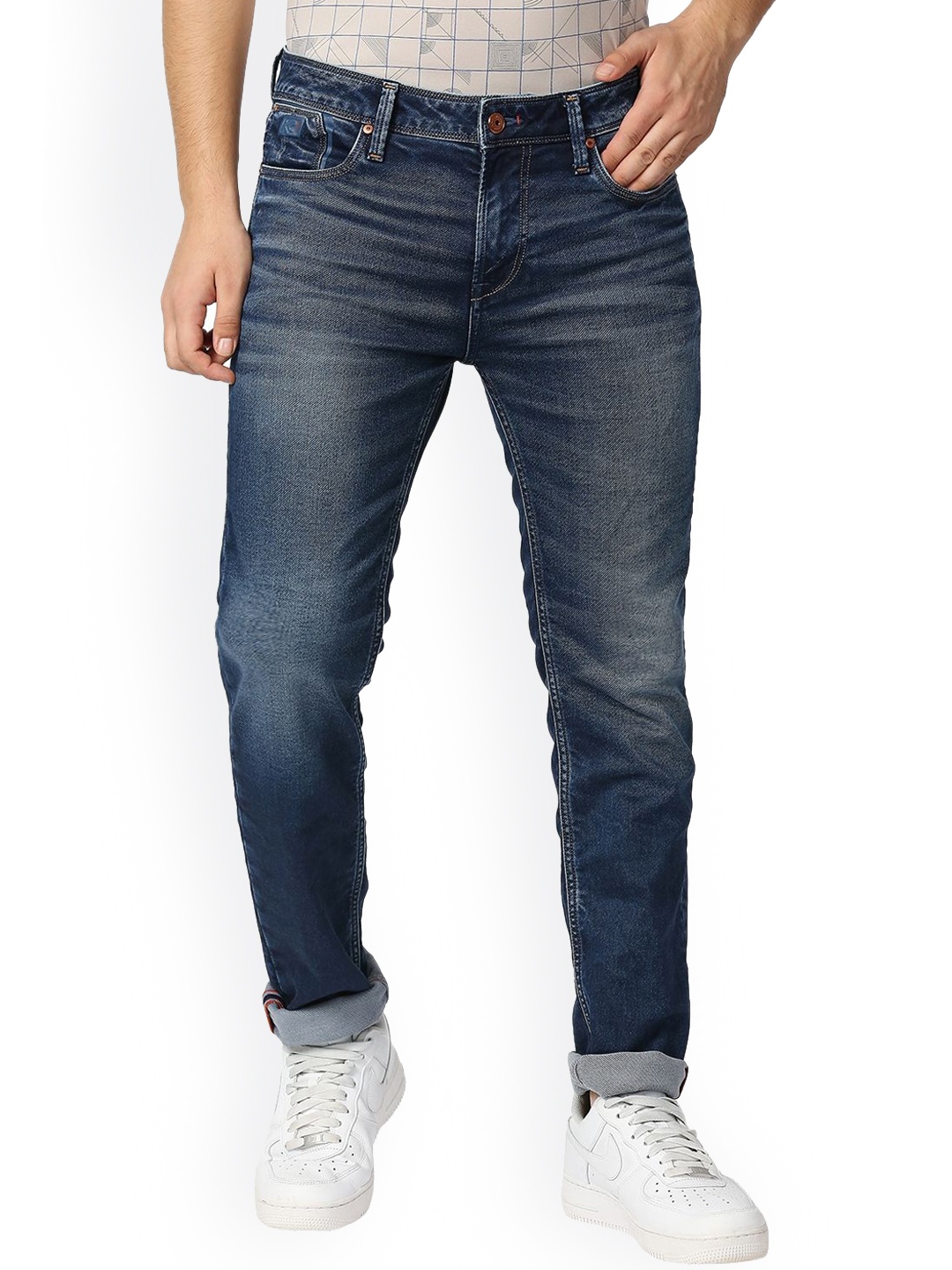 

Killer Men Mid-Rise Slim Fit Light Fade Clean Look Jeans, Blue