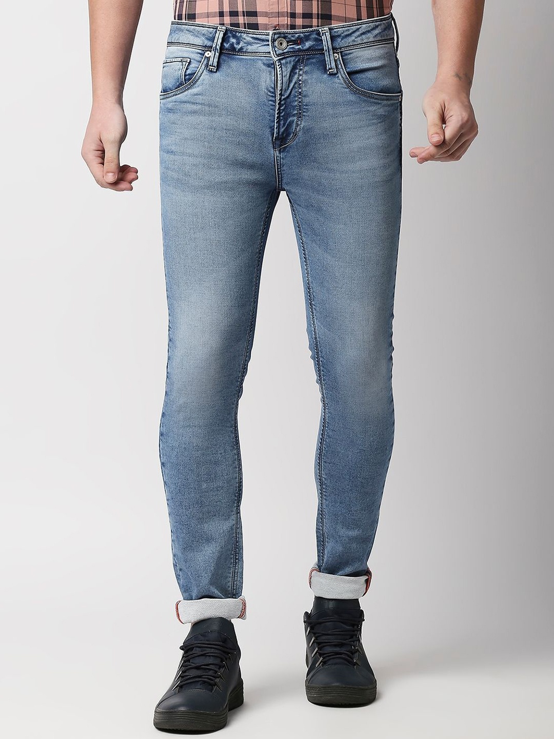 

Killer Men Slim Fit Light Fade Clean Look Cotton Jeans, Blue