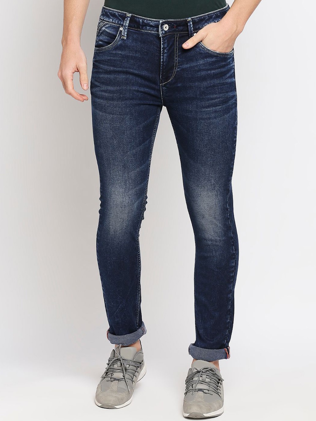 

Killer Men Slim Fit Heavy Fade Clean Look Cotton Jeans, Blue