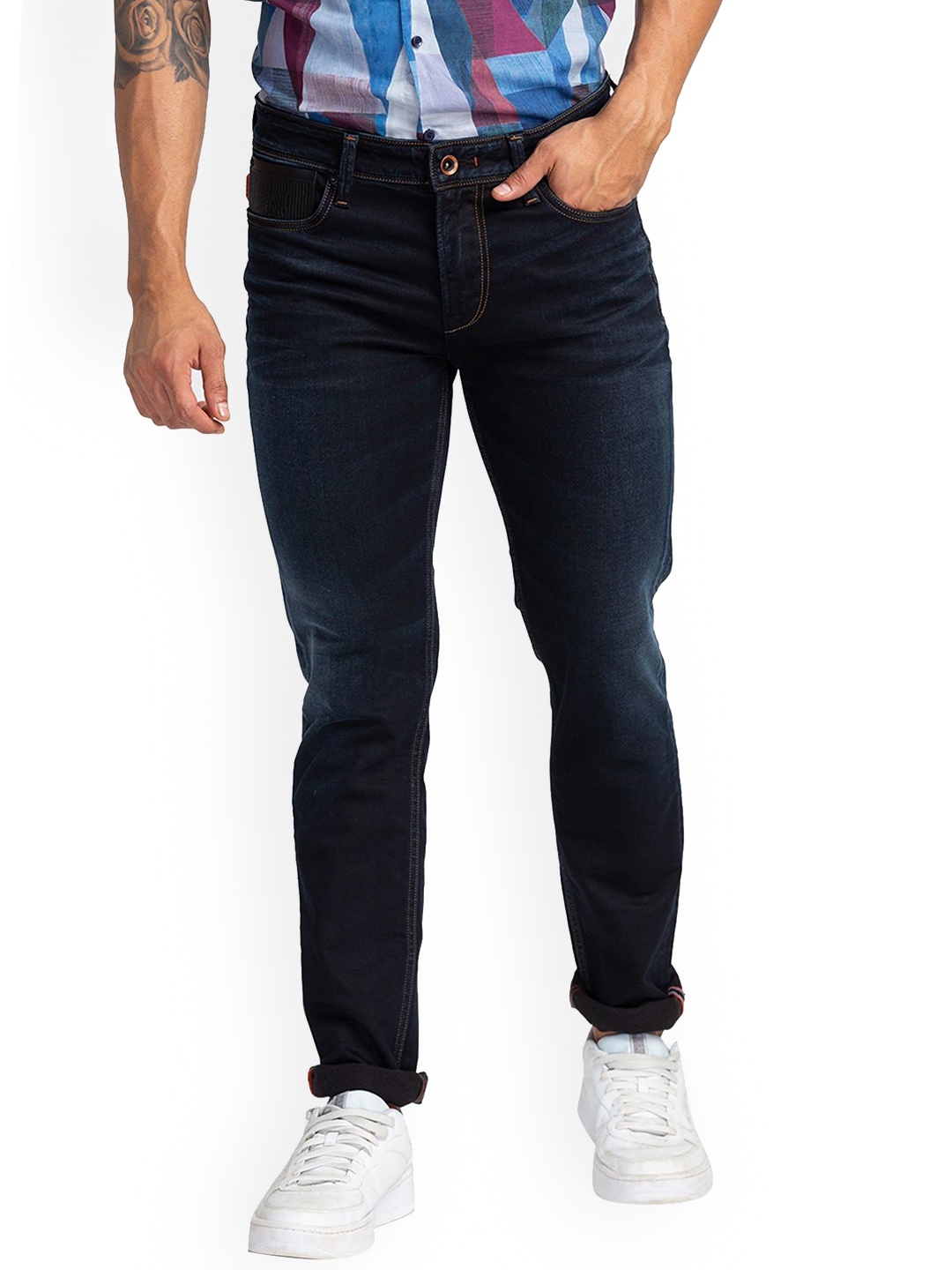 

Killer Men Skinny Fit Clean Look Light Fade Cotton Jeans, Navy blue