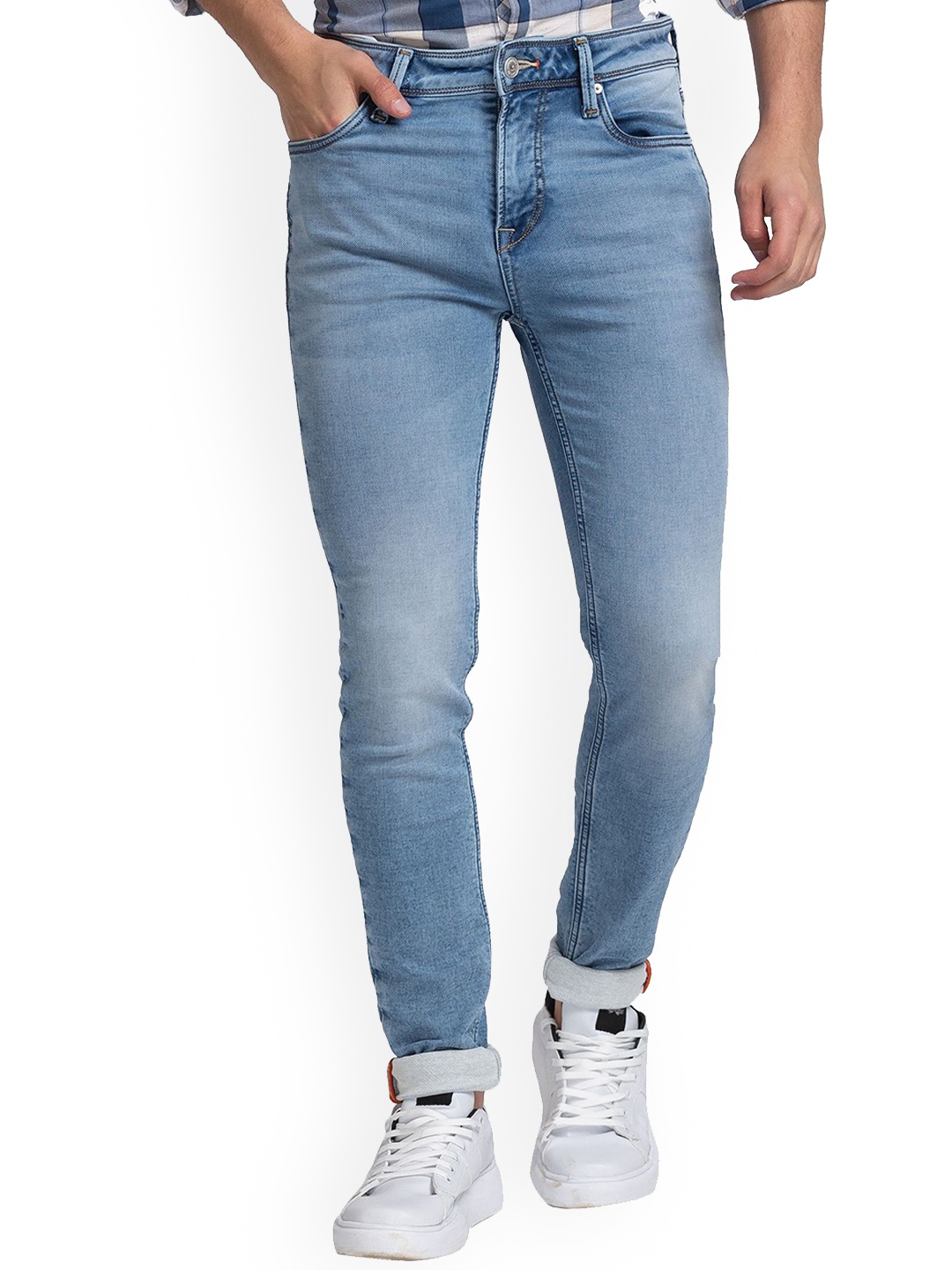 

Killer Men Skinny Fit Mid-Rise Light Fade Cotton Jeans, Blue