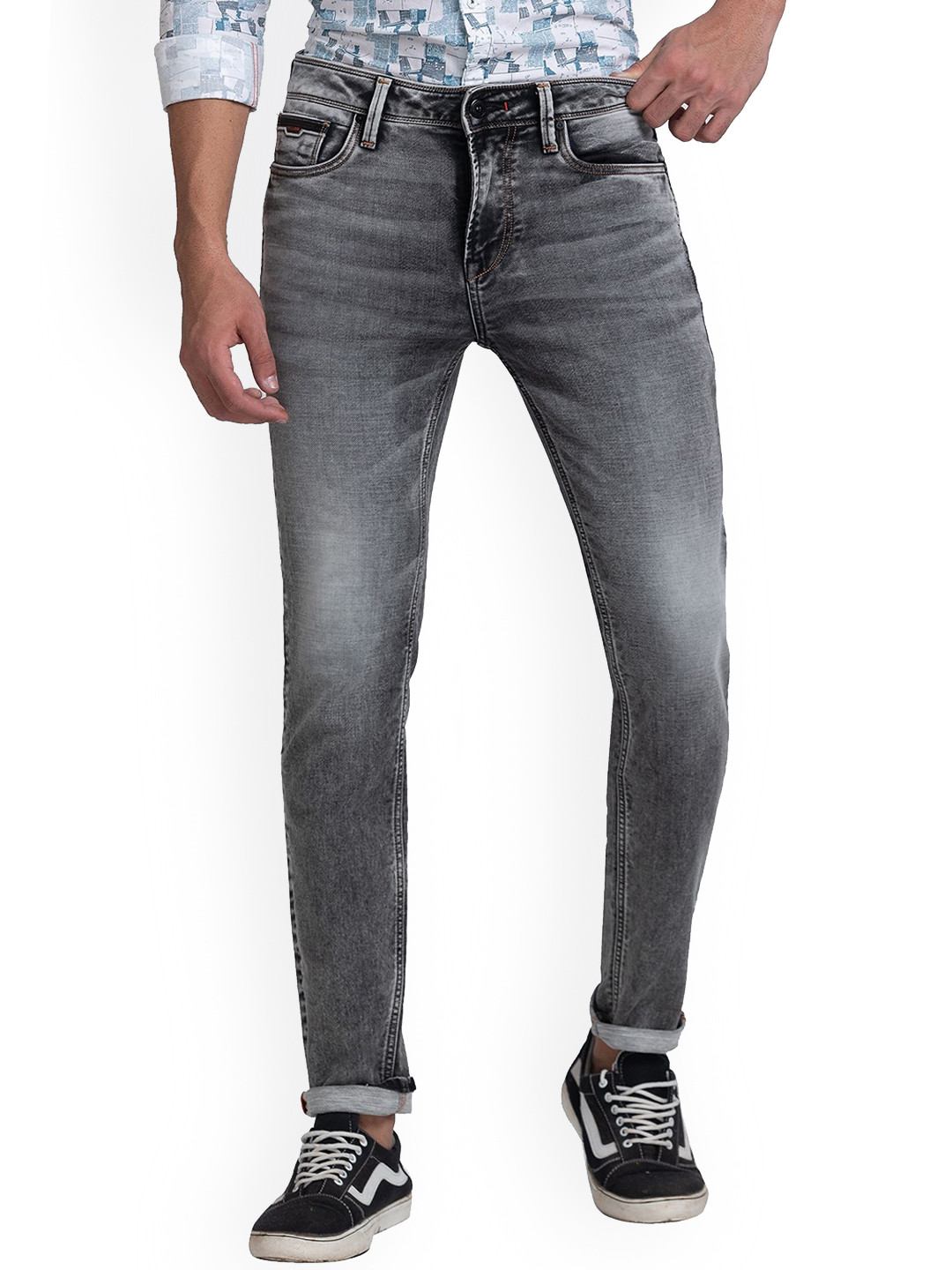 

Killer Men Mid-Rise Skinny Fit Clean Look Heavy Fade Jeans, Grey
