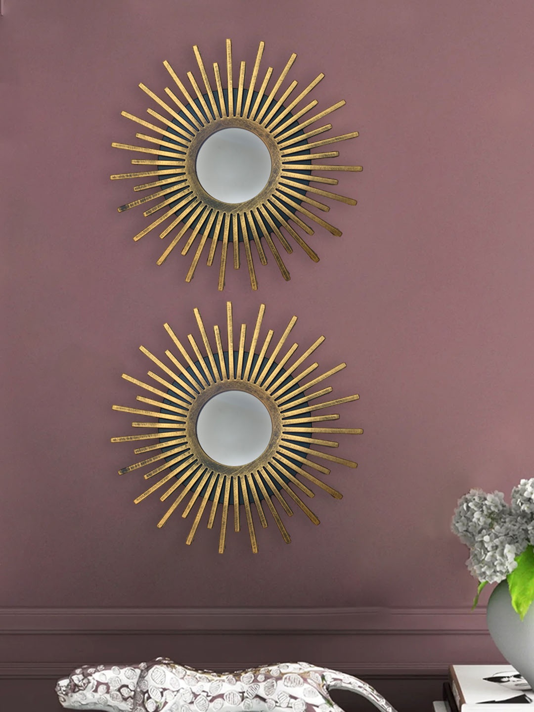 Art Street 2 Pieces Brown Sun Streek Decorative Wall Mirrors