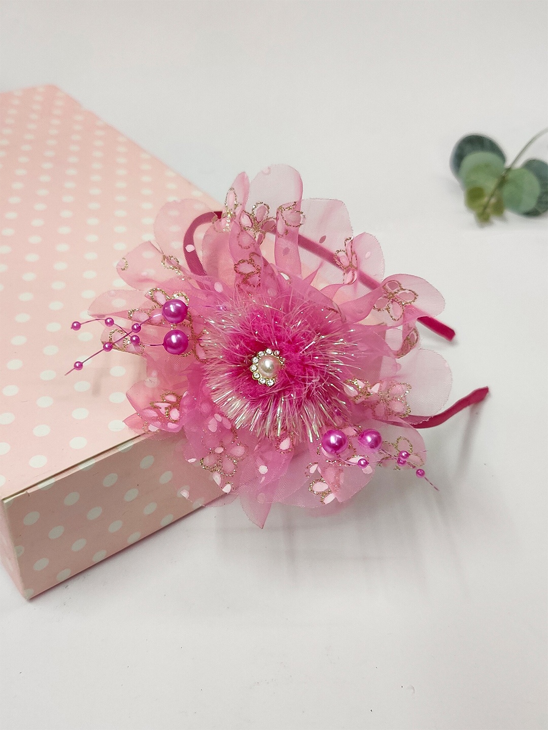 

The Magic Wand Girls Embellished Hairband, Fuchsia