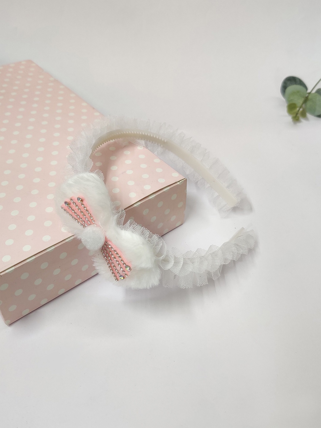 

The Magic Wand Girls Fur Embellished Hairband, White