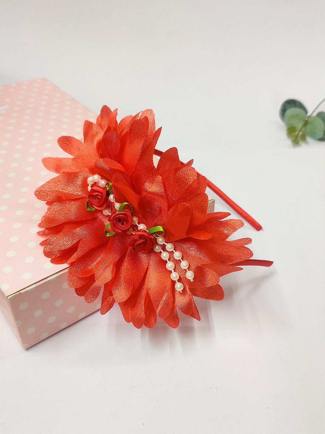 

The Magic Wand Girls Floral Embellished Hairband, Red