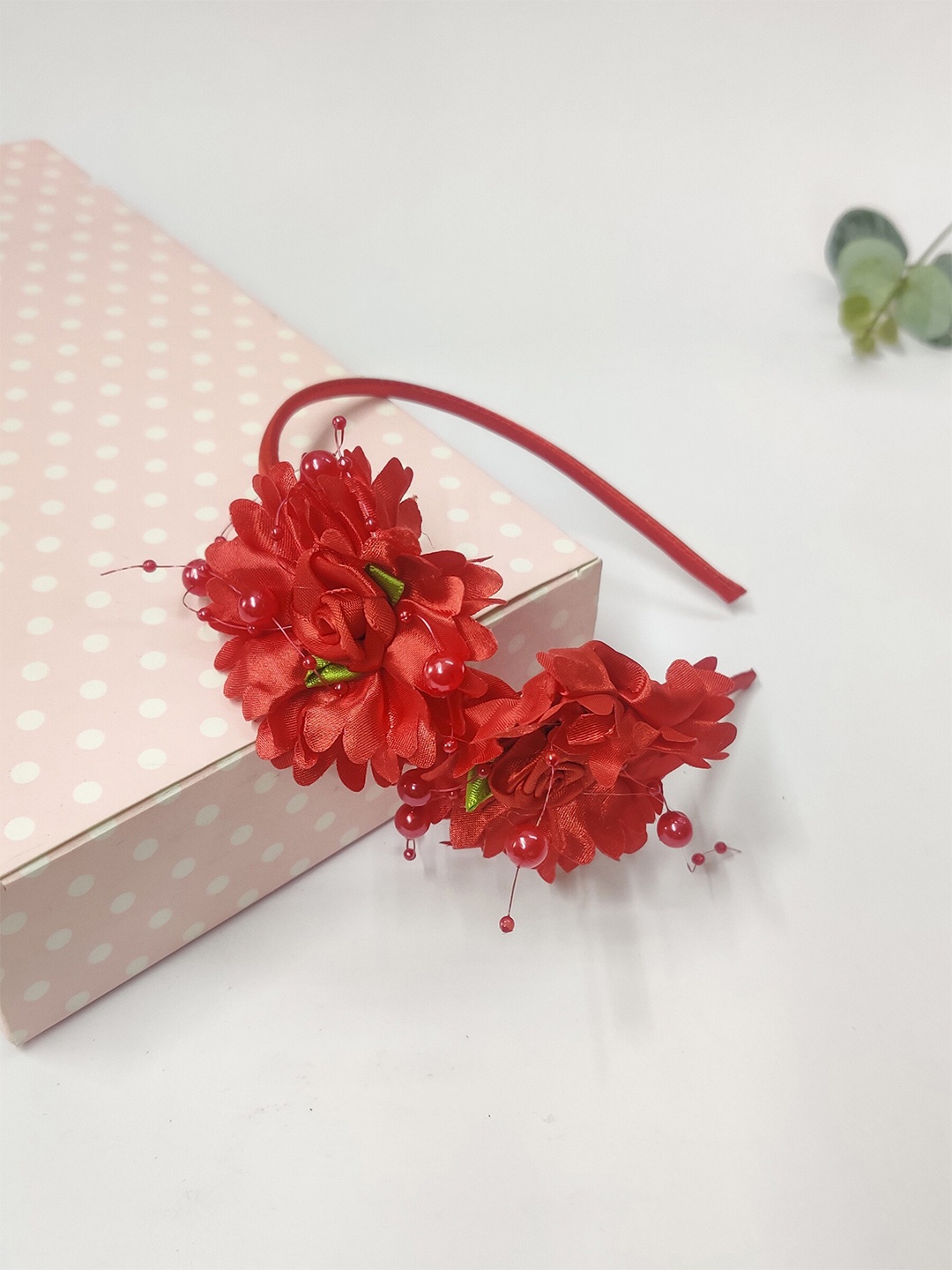 

The Magic Wand Girls Floral Embellished Hairband, Red