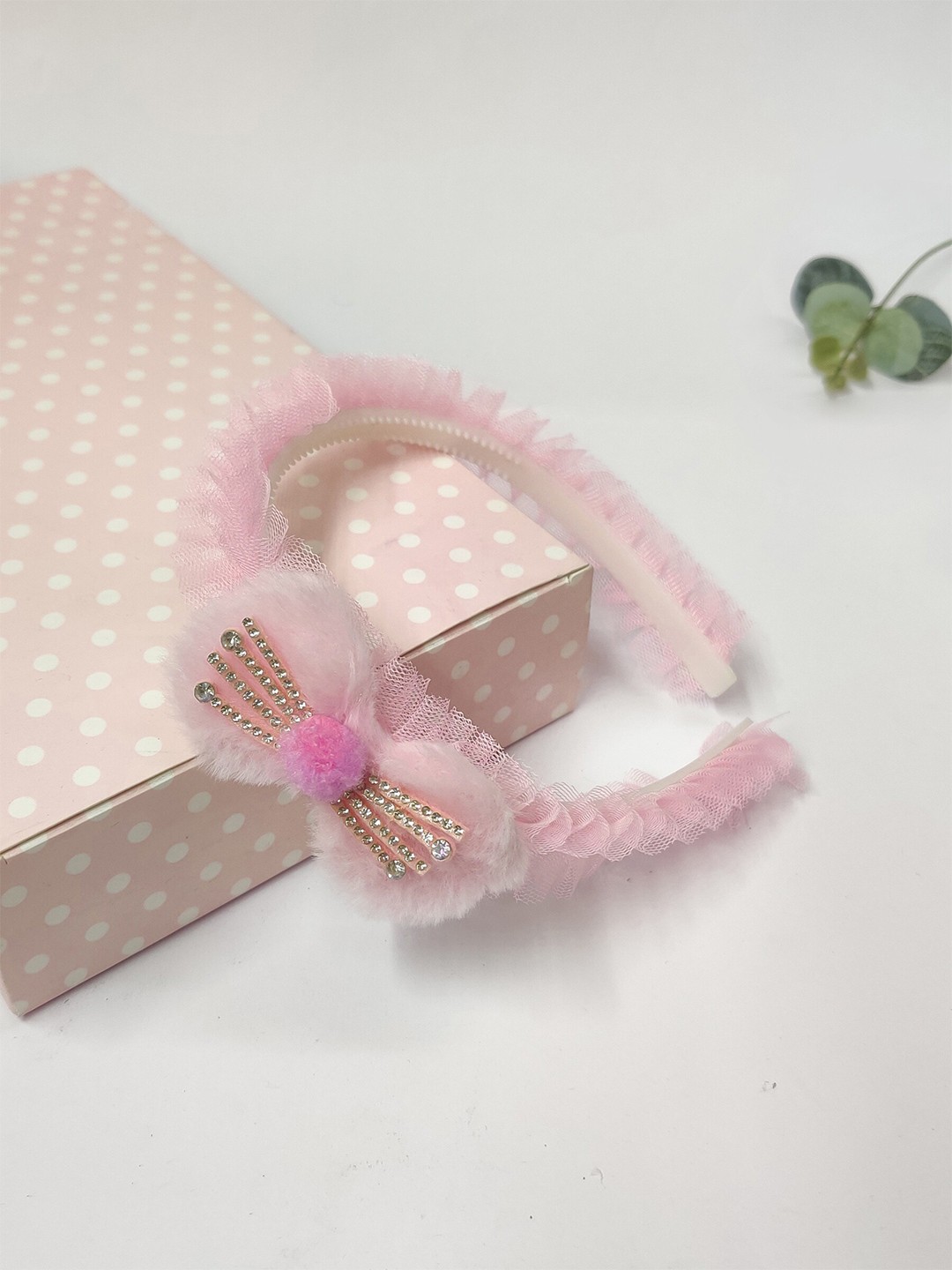 

The Magic Wand Girls Fur Embellished Hairband, Pink