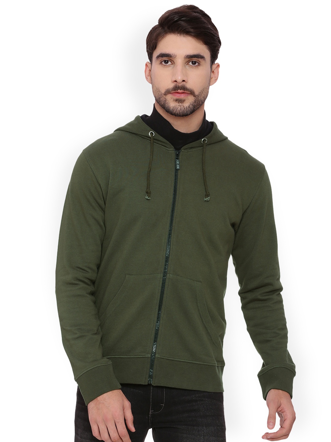 

ARISE Men Olive Green Solid Hooded Sweatshirt