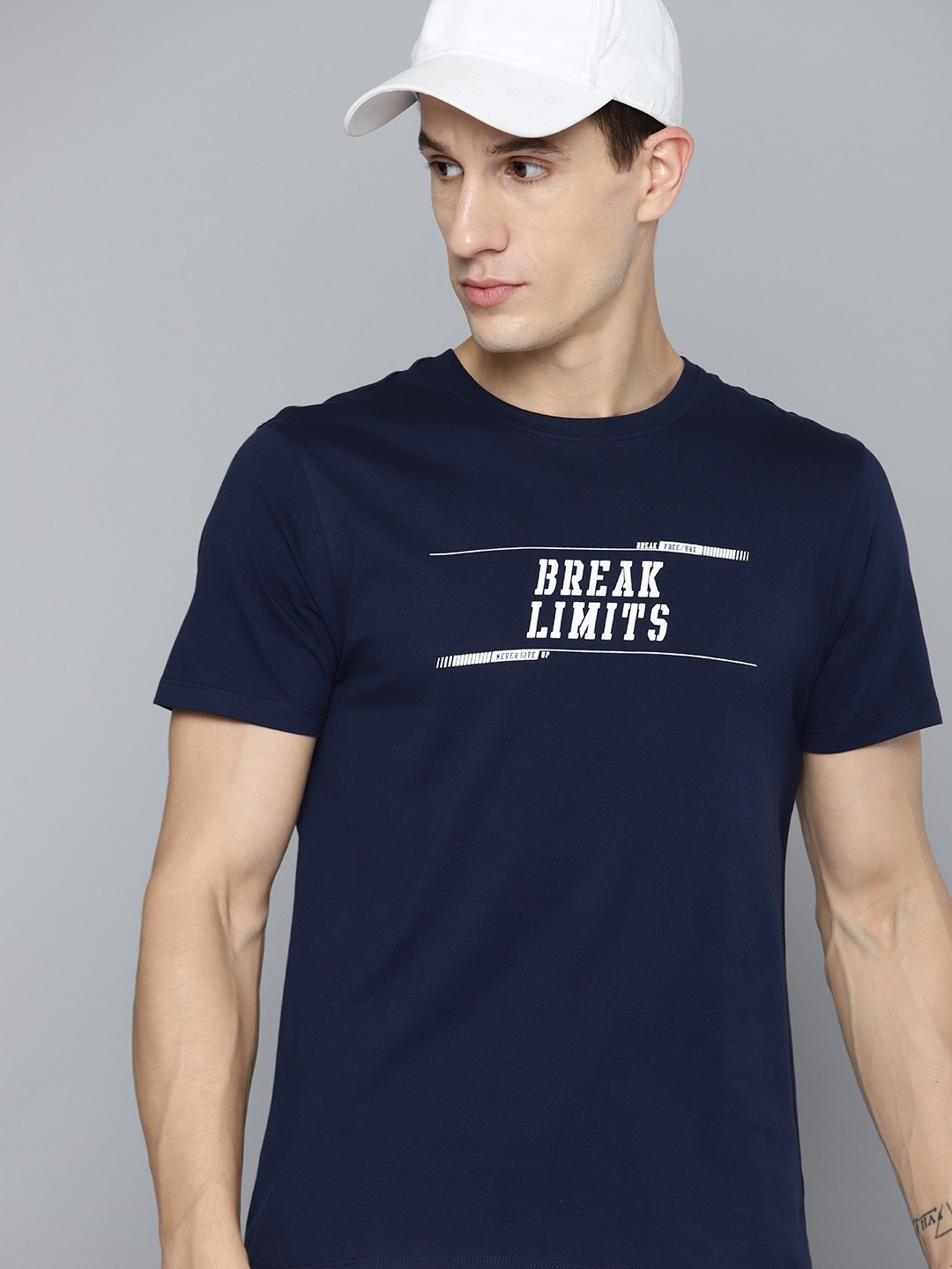 

HRX by Hrithik Roshan Typography Printed Pure Cotton Lifestyle T-shirt, Navy blue
