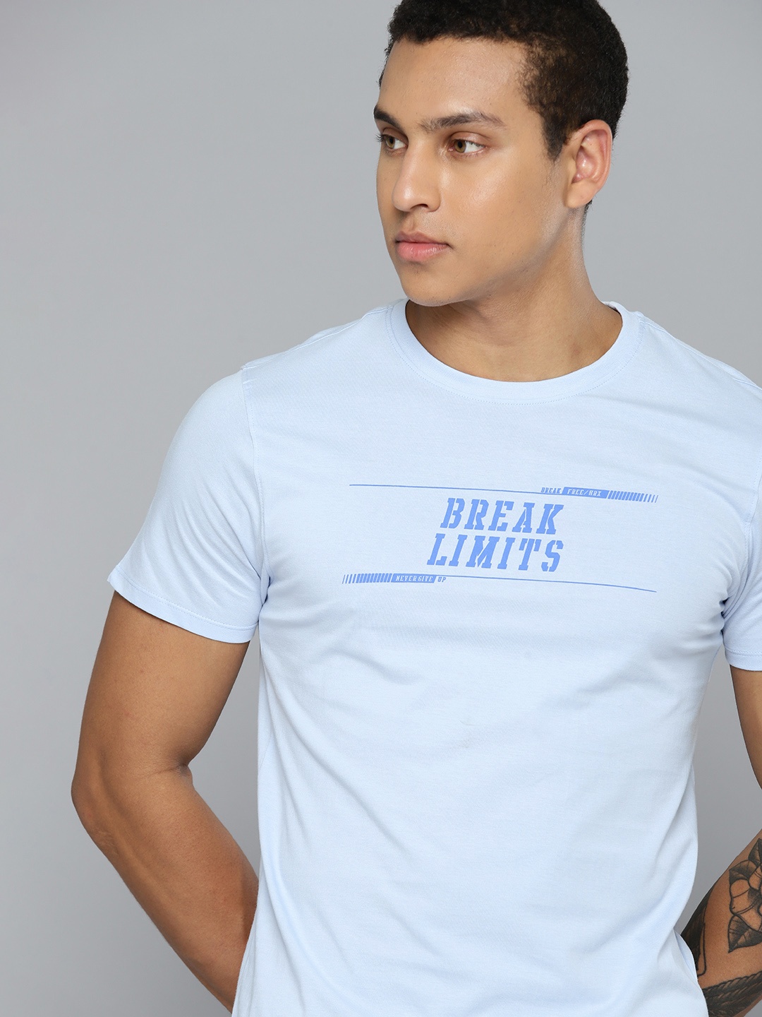

HRX by Hrithik Roshan Men Typography Printed Pure Cotton T-shirt, Blue