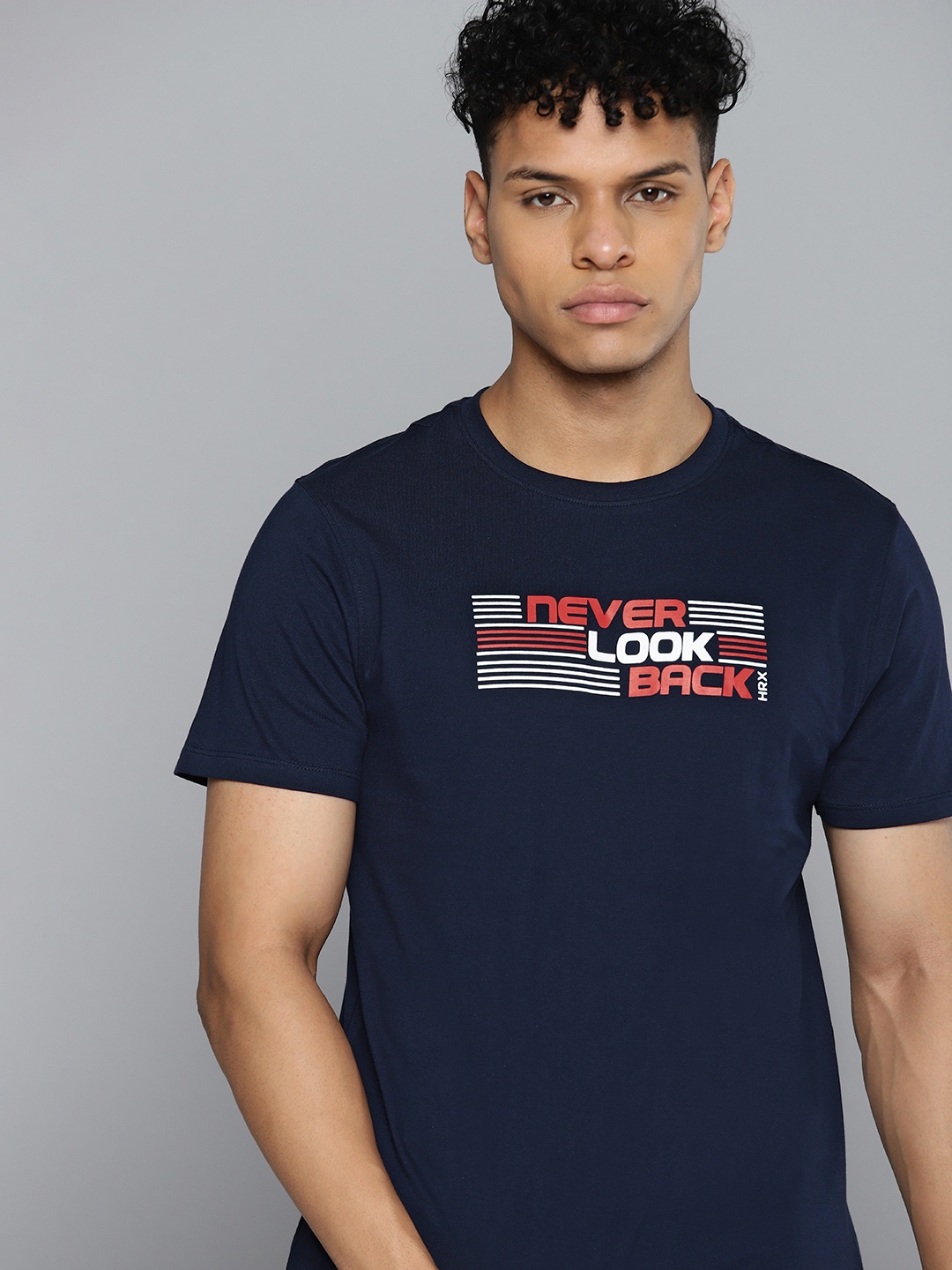 

HRX by Hrithik Roshan Printed Pure Cotton Lifestyle T-shirt, Navy blue
