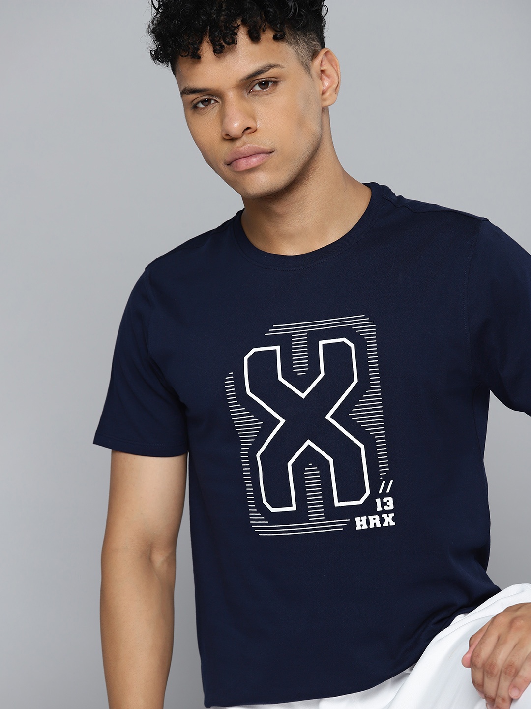 

HRX by Hrithik Roshan Printed Pure Cotton Lifestyle T-shirt, Navy blue