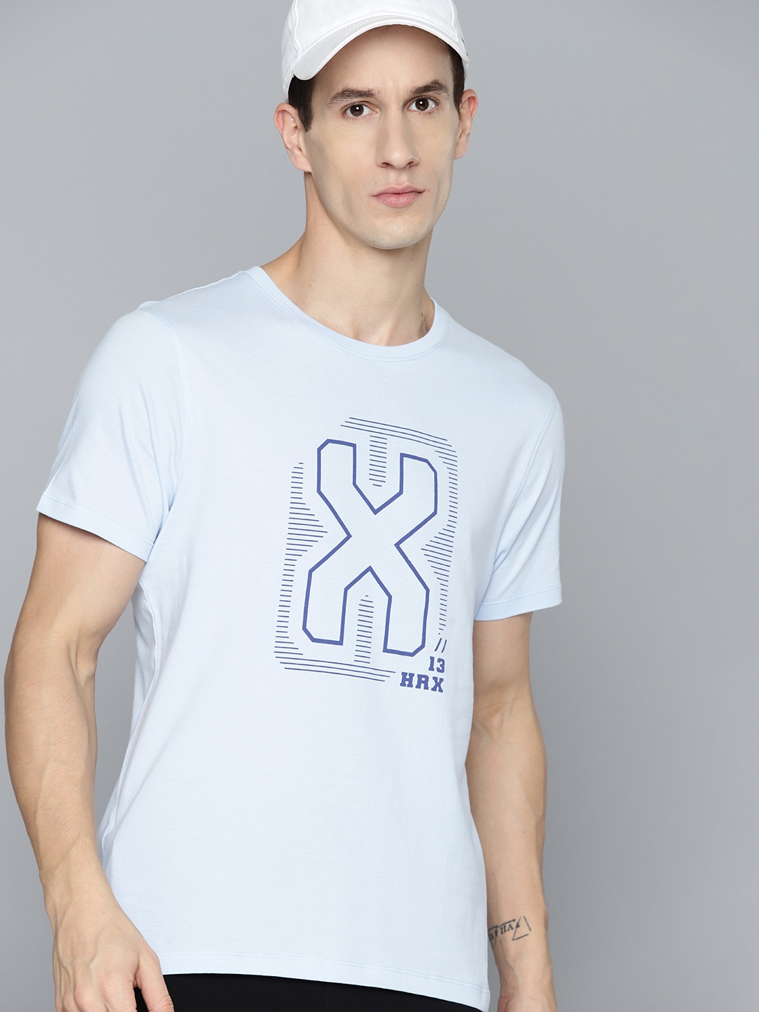 

HRX by Hrithik Roshan Brand Logo Printed Pure Cotton Lifestyle T-shirt, Blue
